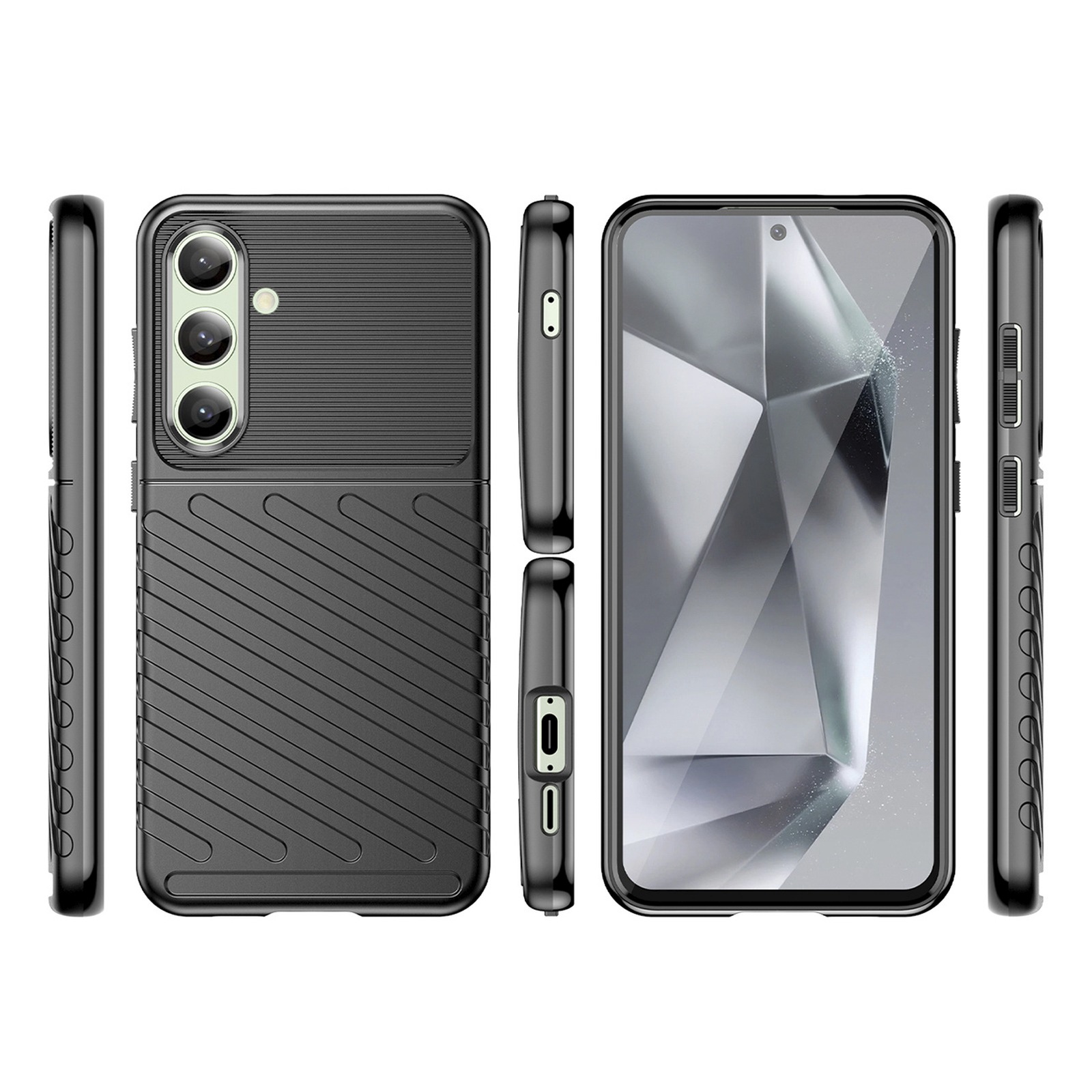 Silikoninis šarvuotas Dėklas, Skirtas "samsung Galaxy S24 Fe Thunder Case" - Juodas