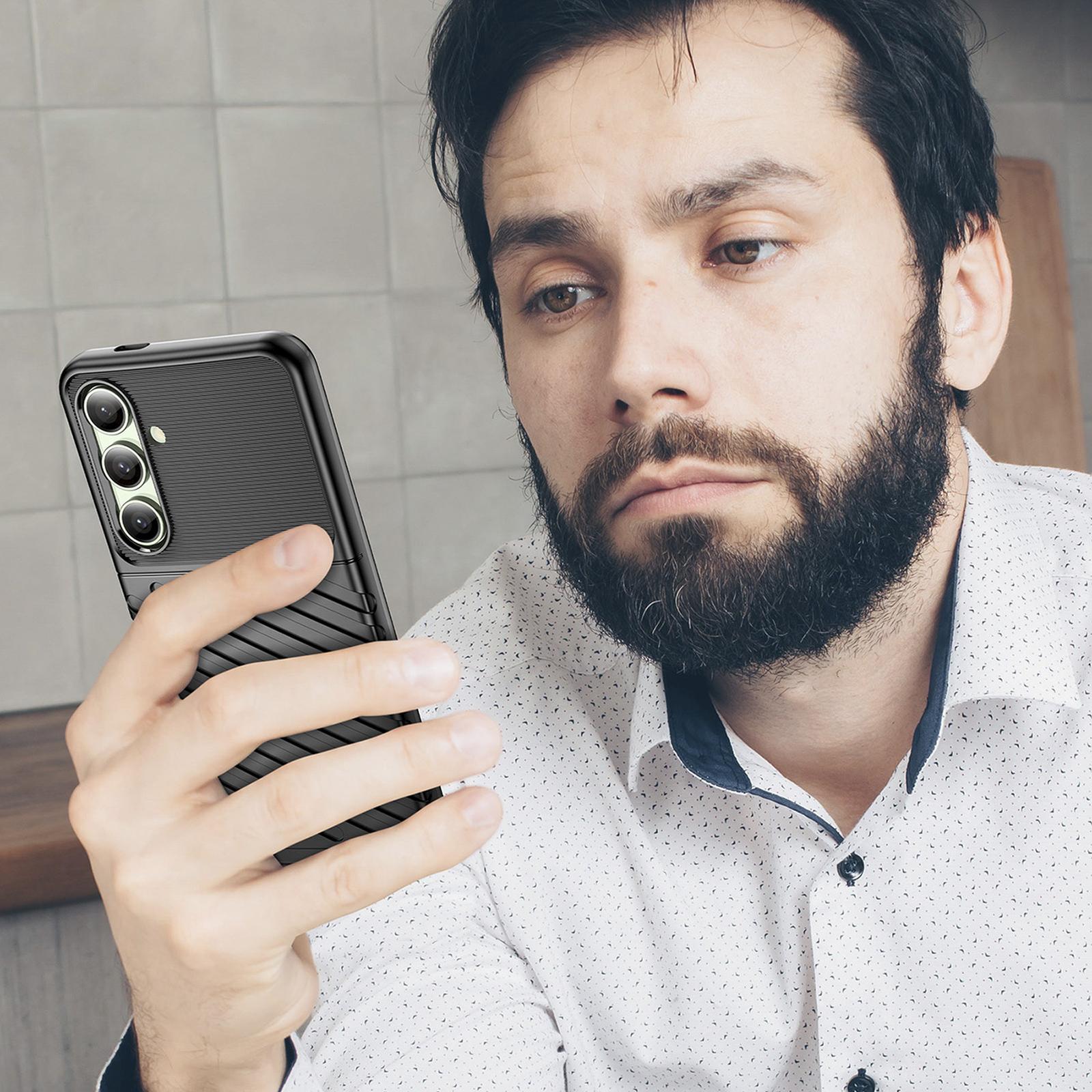 Silikoninis šarvuotas Dėklas, Skirtas "samsung Galaxy S24 Fe Thunder Case" - Juodas