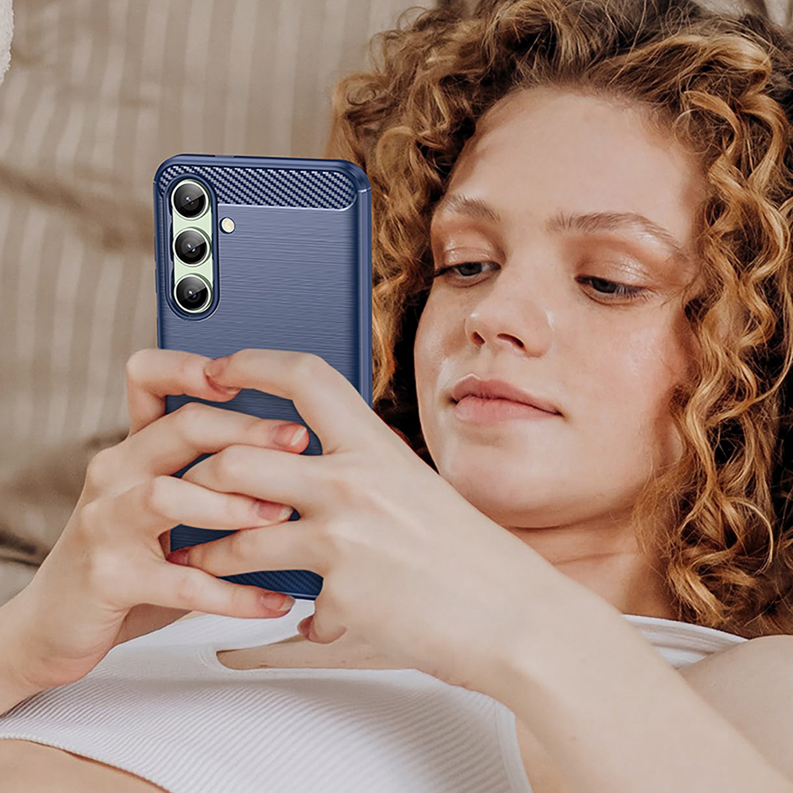 Silikoninė įmautė "samsung Galaxy S24 Fe Carbon" Dėklui - Mėlyna