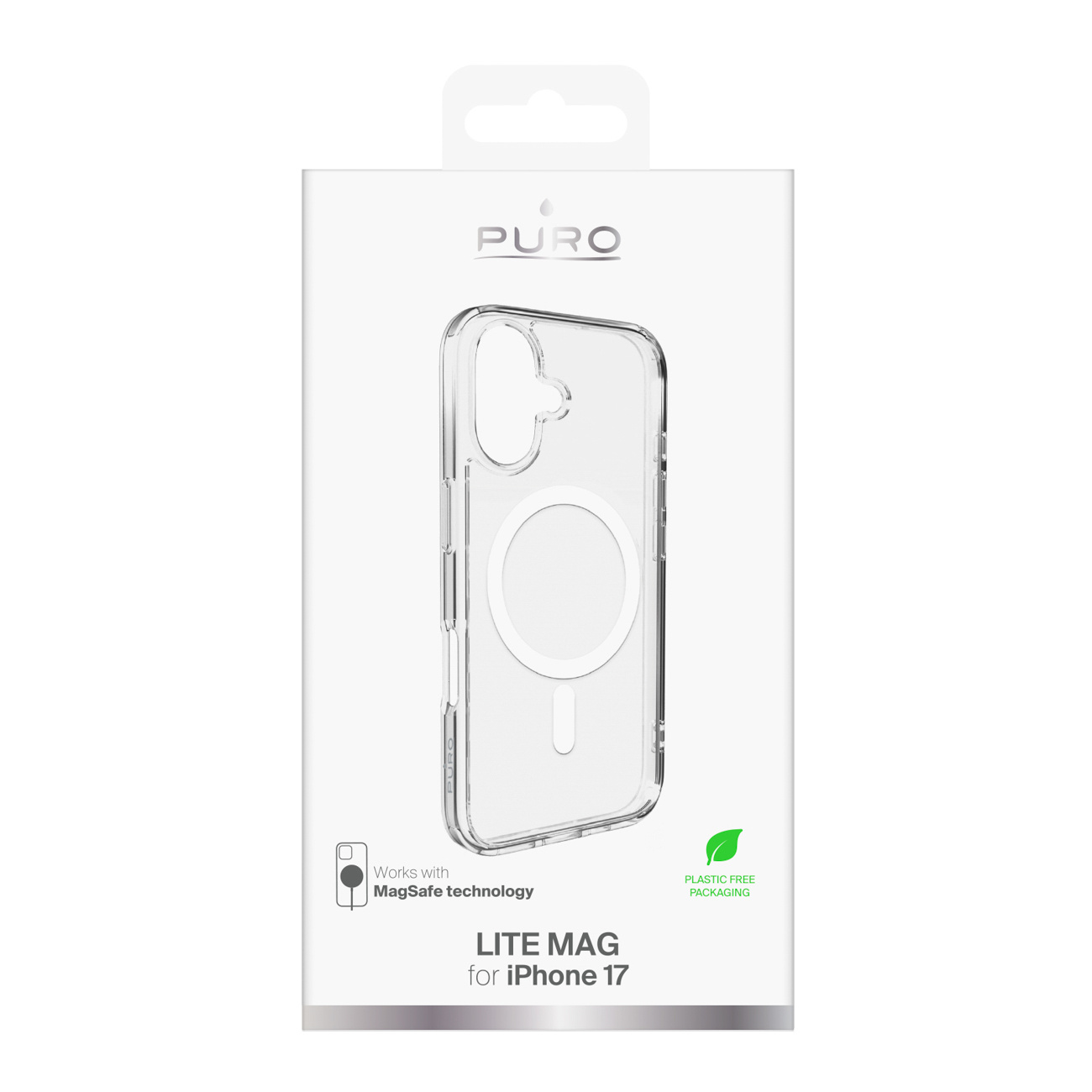 Dėklas "iphone 17 Lite Magsafe" - Skaidrus Baltas žiedas