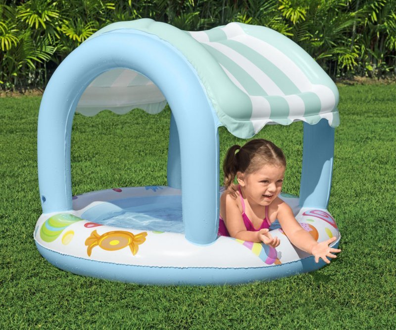 Bestway 52638 Pripučiamas Baseinas Su Stogeliu Ir Pripučiamu Dugnu Candy House 1,04 M X 84 Cm