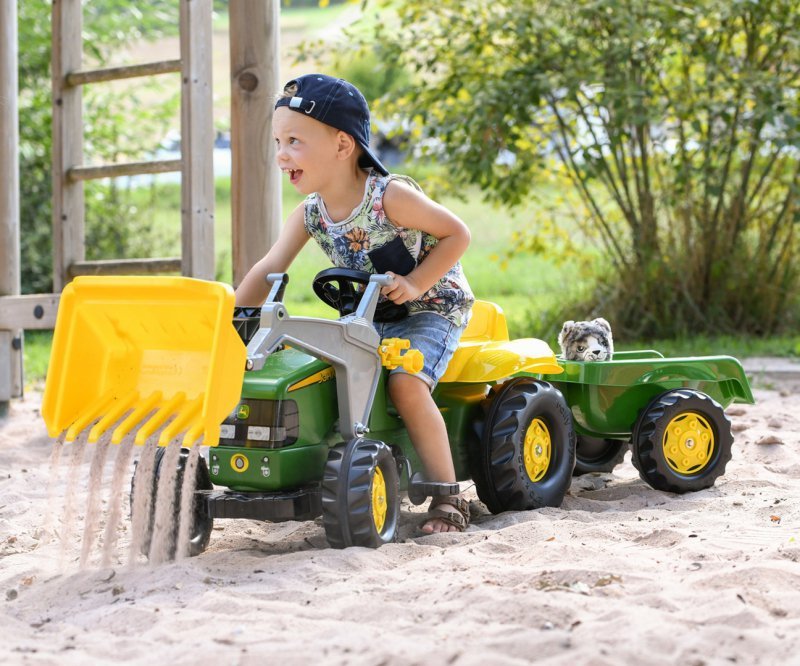 Rolly Toys 023110 John Deere Rolly Kid Traktorius Su Kaušu Ir Priekaba