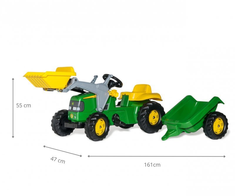 Rolly Toys 023110 John Deere Rolly Kid Traktorius Su Kaušu Ir Priekaba