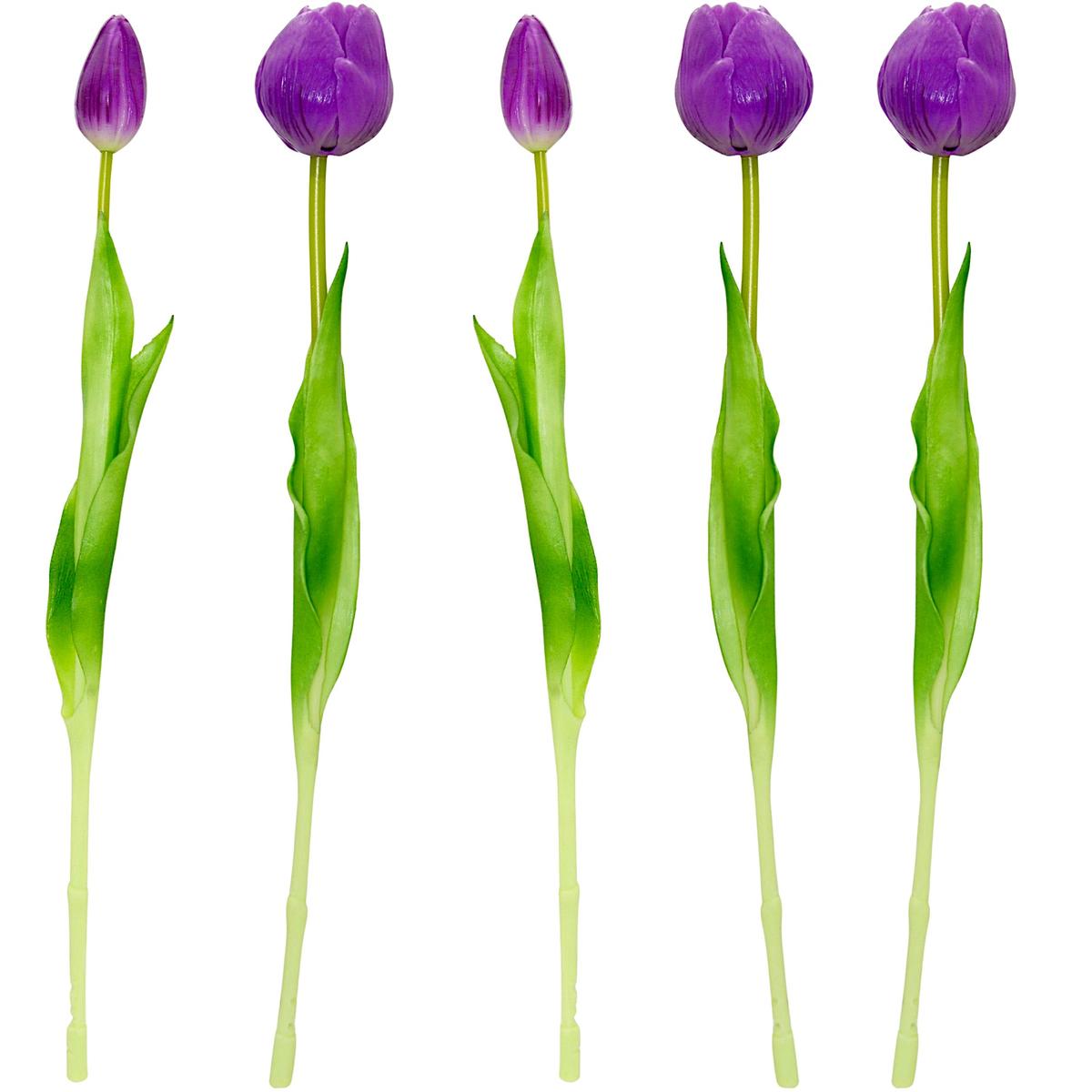 5 Bijūnų Puokštė Violetinės Tulpės 39 Cm Kaip Gyva Pavasario Puošmena