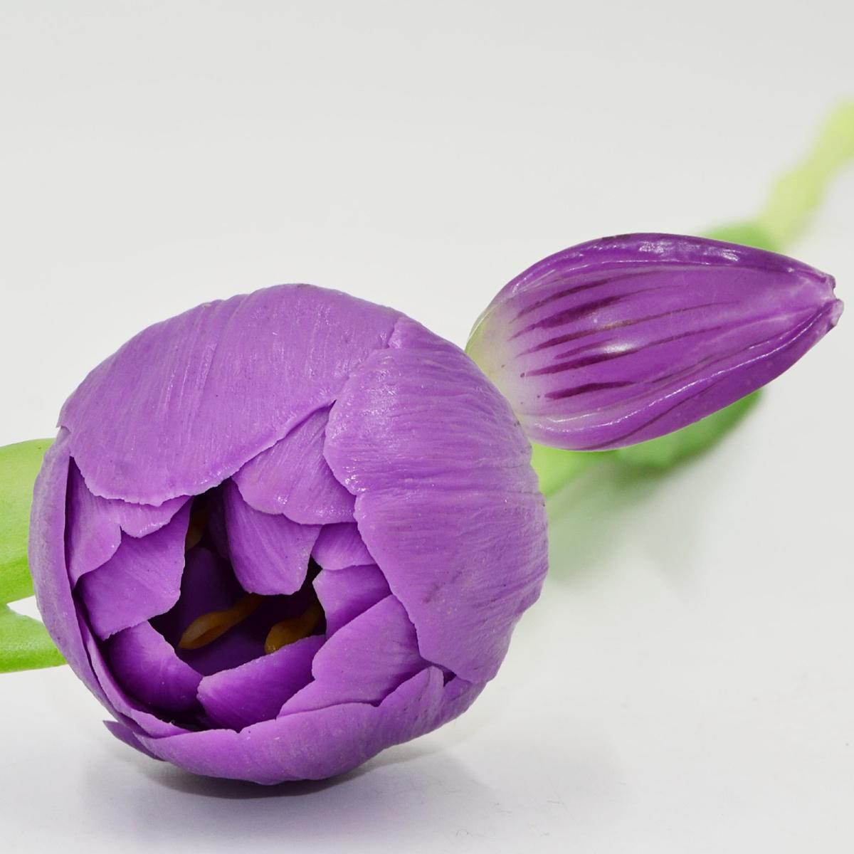 5 Bijūnų Puokštė Violetinės Tulpės 39 Cm Kaip Gyva Pavasario Puošmena