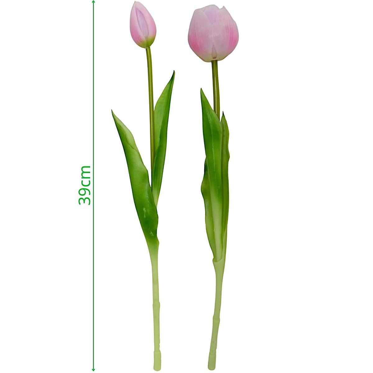 5 Bijūnų Puokštė, Rožinės Tulpės, 39 Cm, Kaip Gyva Pavasario Puošmena