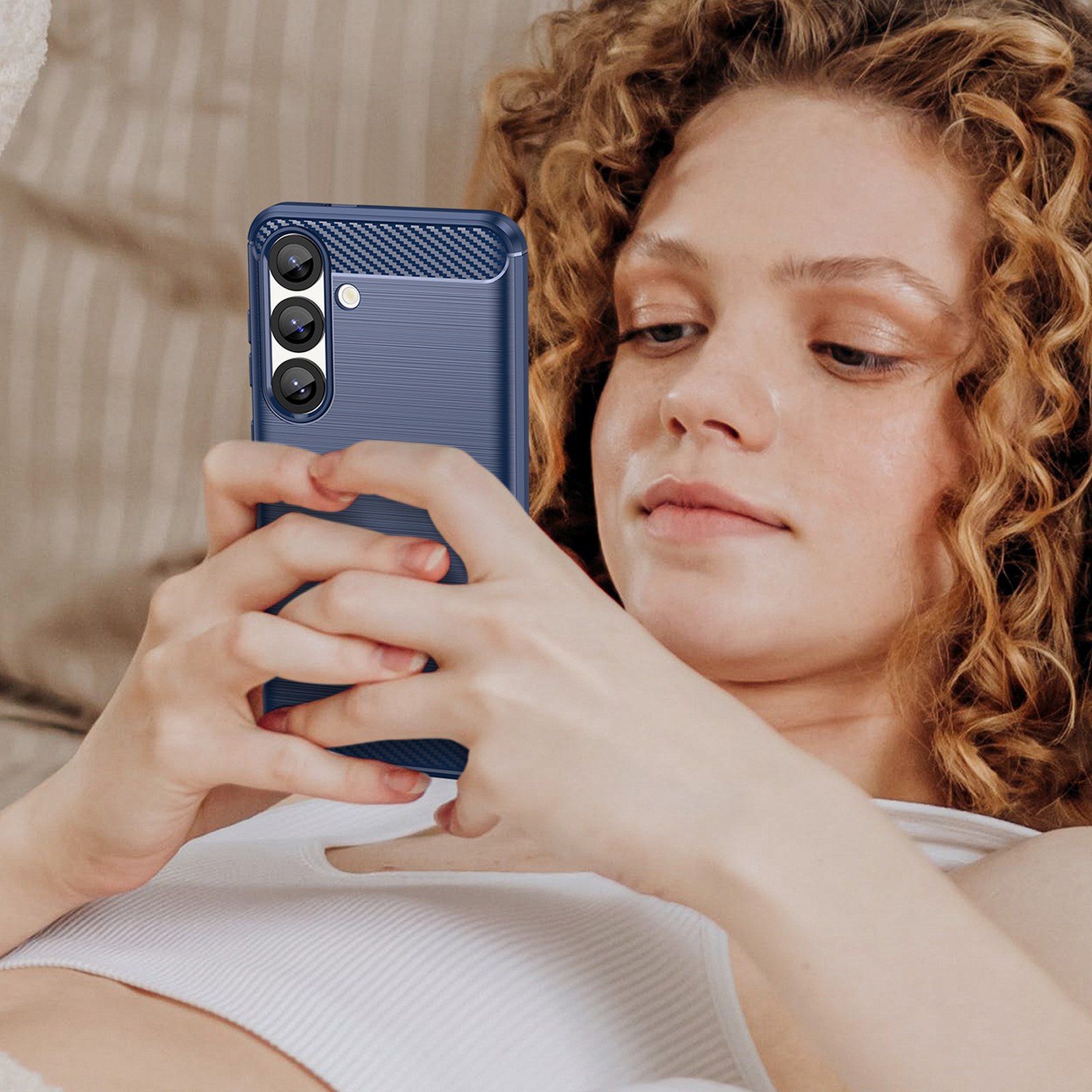 Silikoninė įmautė "samsung Galaxy S25 Carbon Case" - Mėlyna