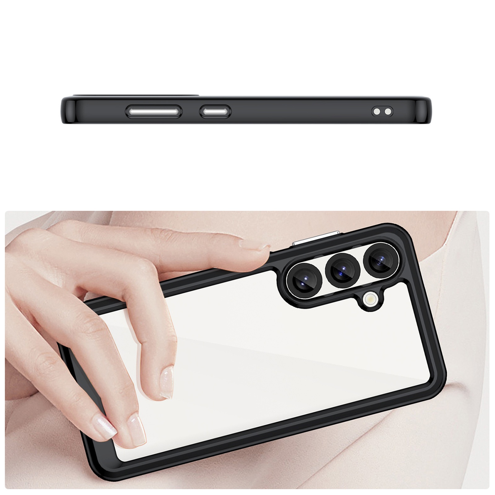 Silikoninė įmautė Su Geliniu Rėmeliu, Skirta "samsung Galaxy S25 Outer Space Case" - Juoda