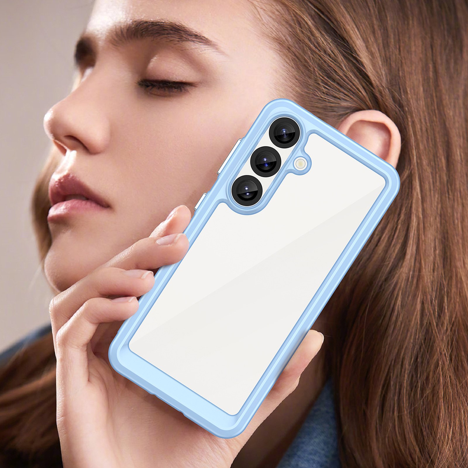 Silikoninė įmautė Su Geliniu Rėmeliu "samsung Galaxy S25 Outer Space Case" - Mėlyna