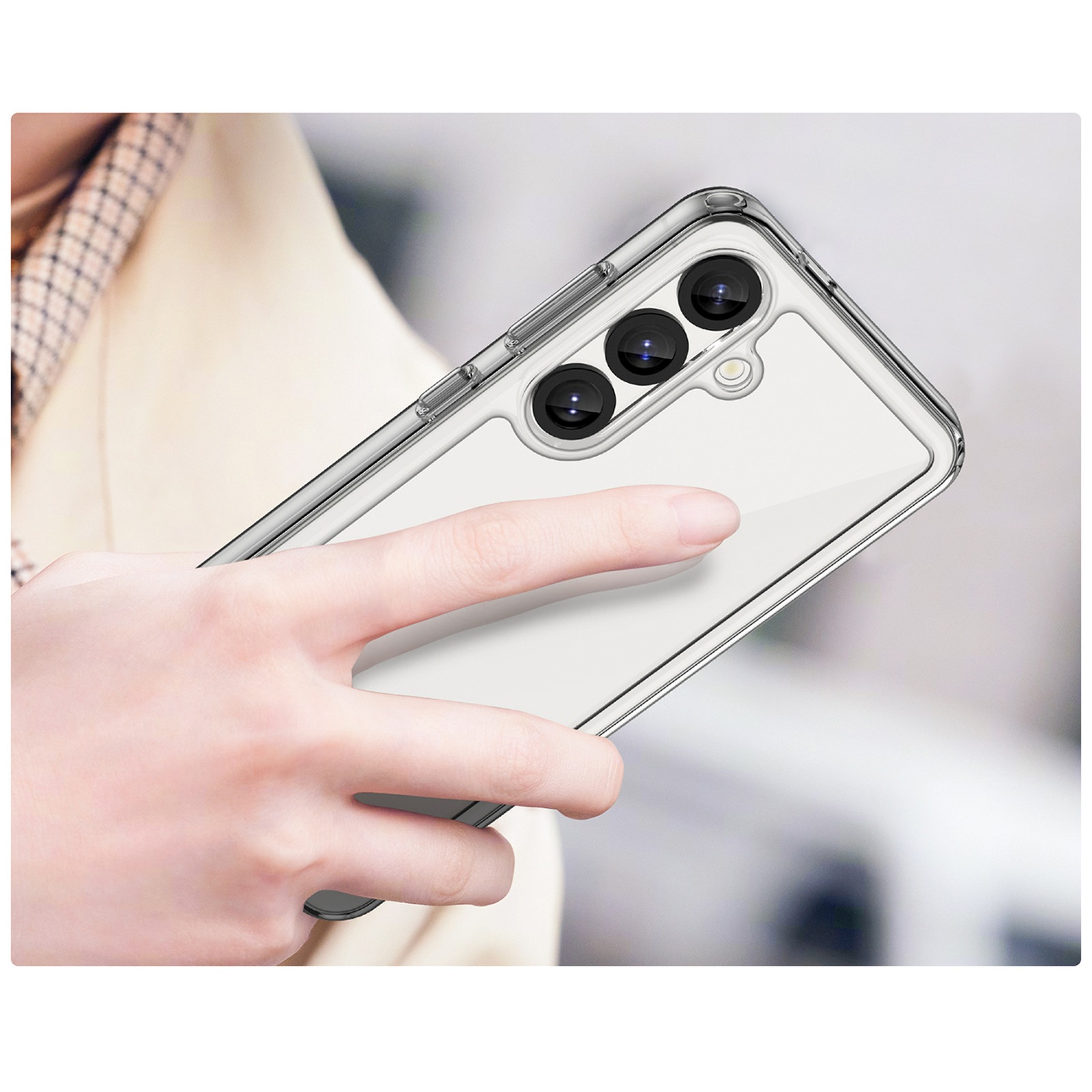 Silikoninė įmautė Su Geliniu Rėmeliu "samsung Galaxy S25 Outer Space Case" - Skaidri