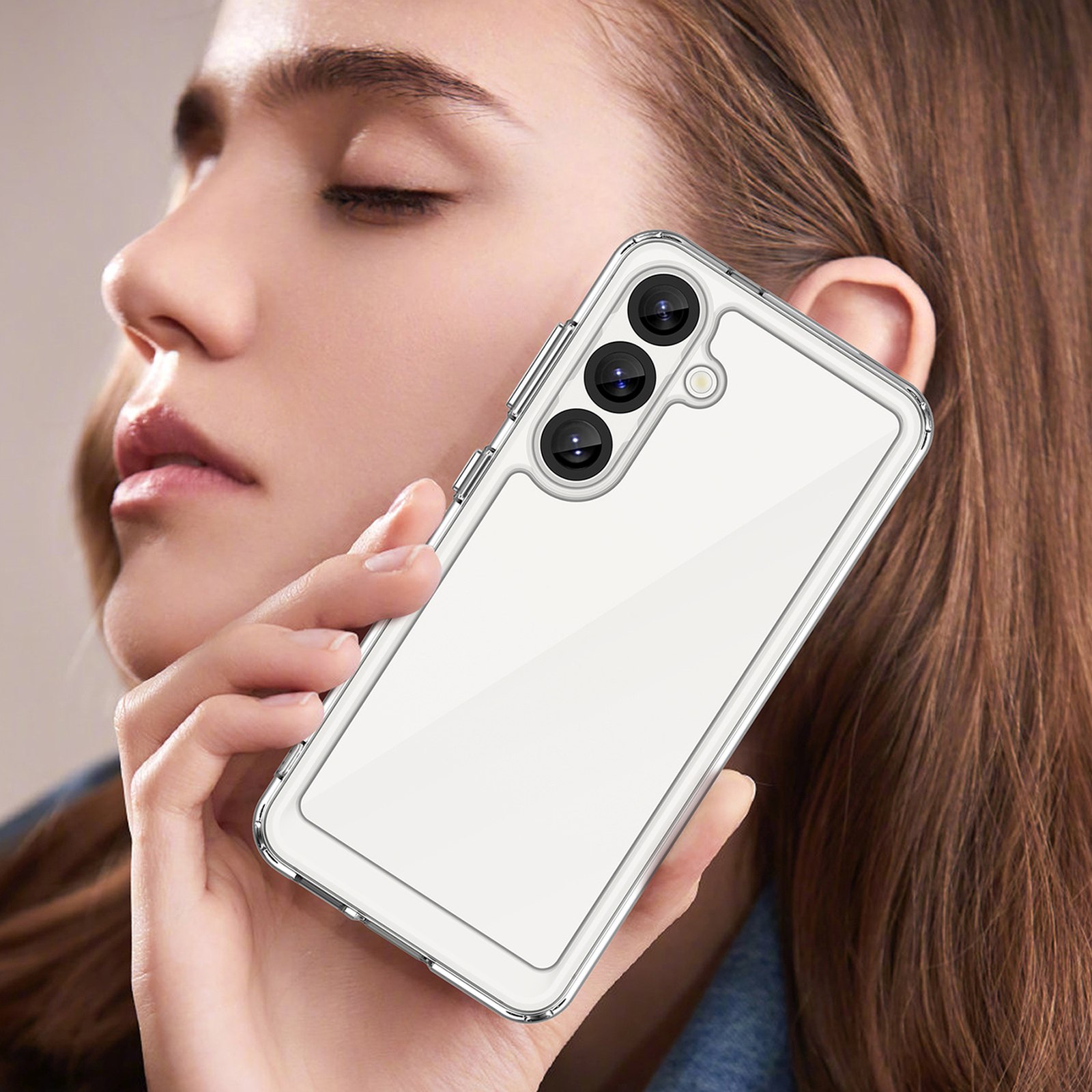 Silikoninė įmautė Su Geliniu Rėmeliu "samsung Galaxy S25 Outer Space Case" - Skaidri