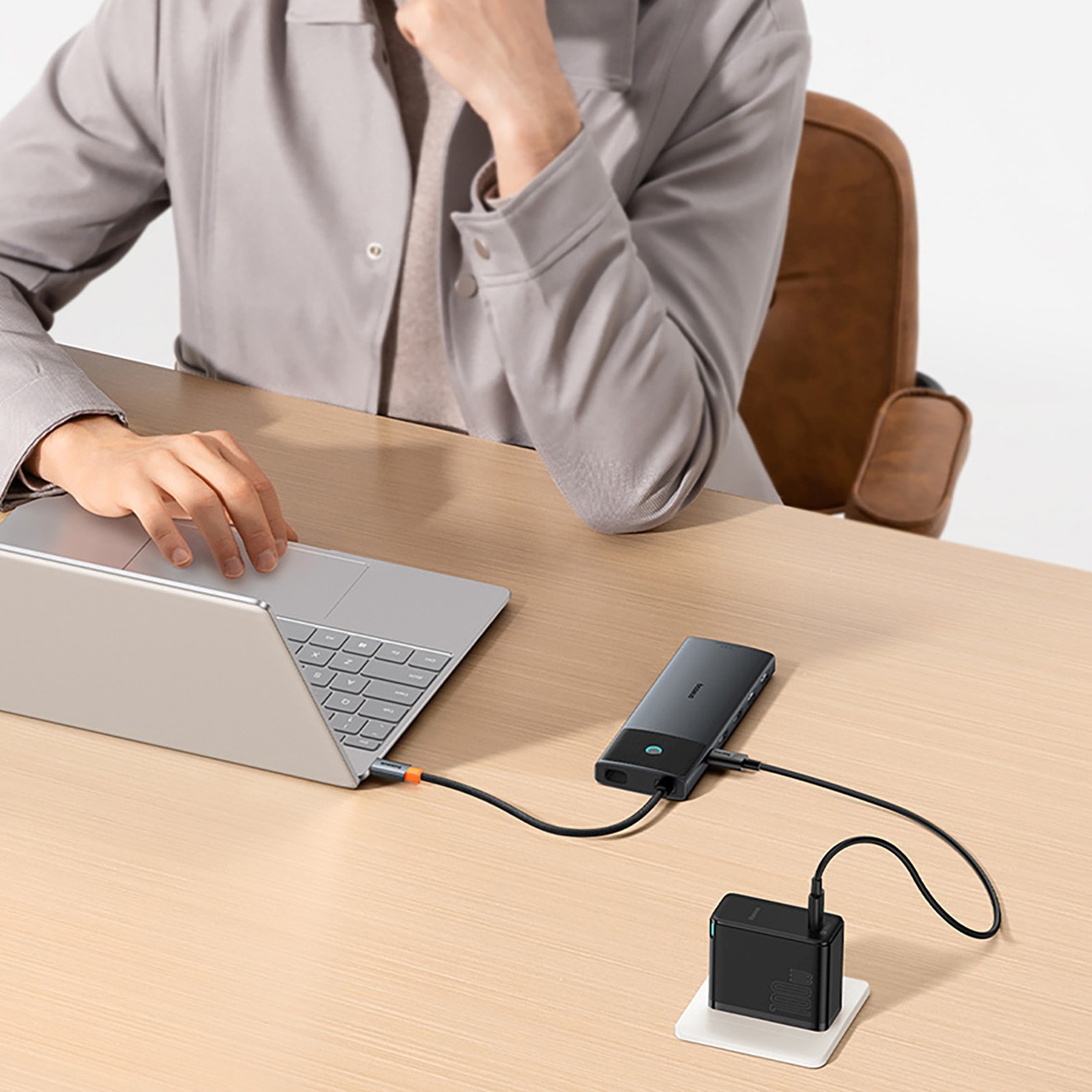 Hub Adapteris 10in1 Hdmi Usb-a Usb-c Rj45 Sd Tf - Pilkas