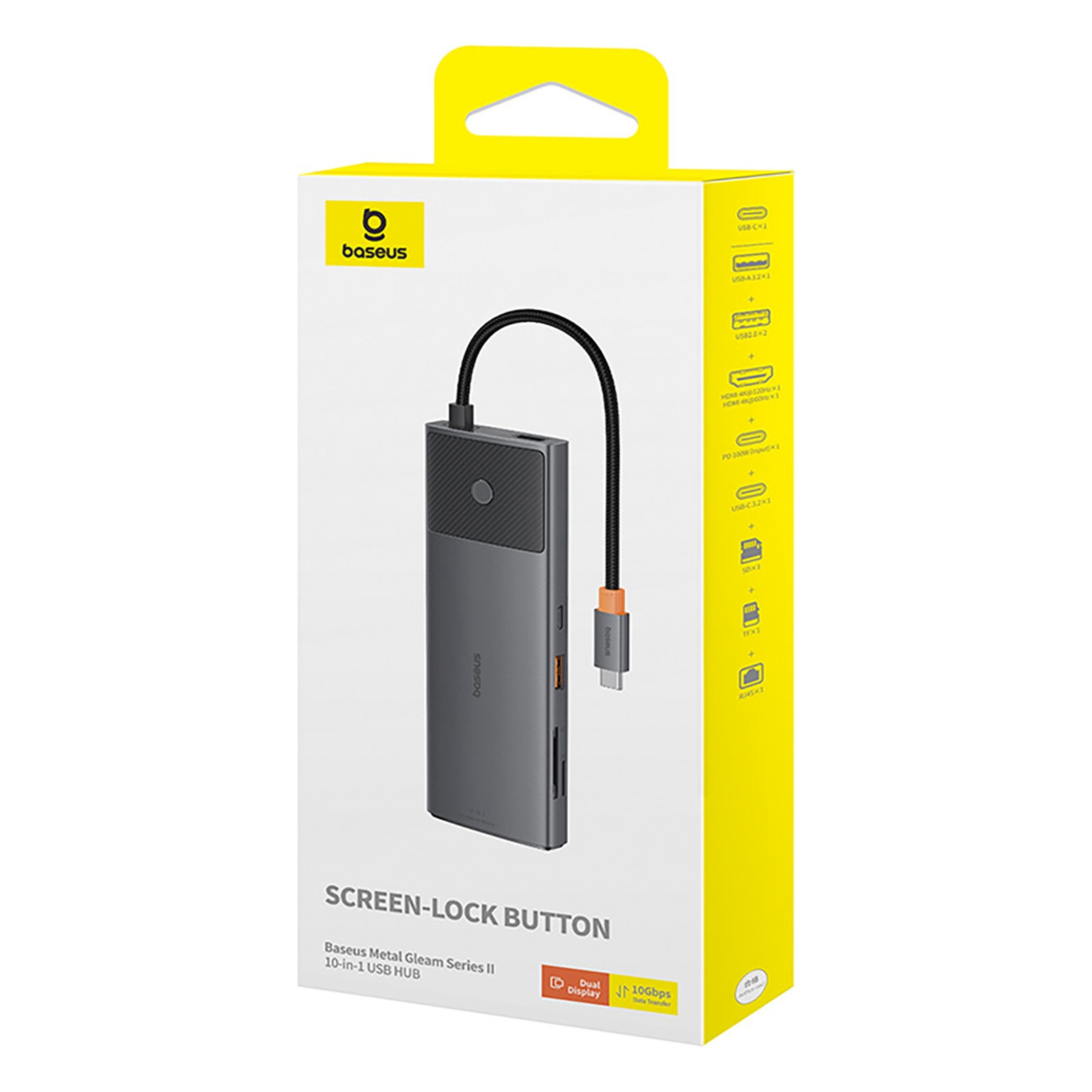 Hub Adapteris 10in1 Hdmi Usb-a Usb-c Rj45 Sd Tf - Pilkas