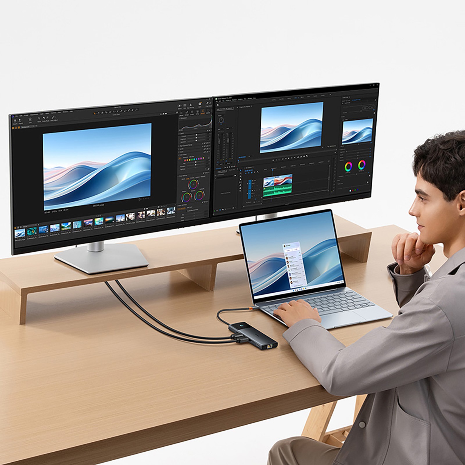 Hub Adapteris 10in1 Hdmi Usb-a Usb-c Rj45 Sd Tf - Pilkas
