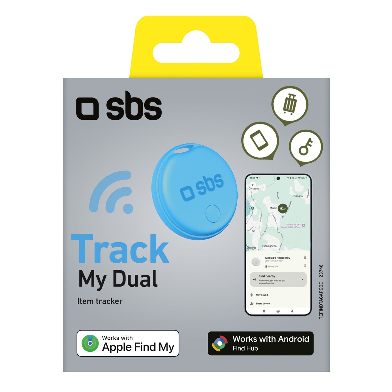Track My Dual Universalus Kuprinės Raktų Ieškiklis - Mėlynas