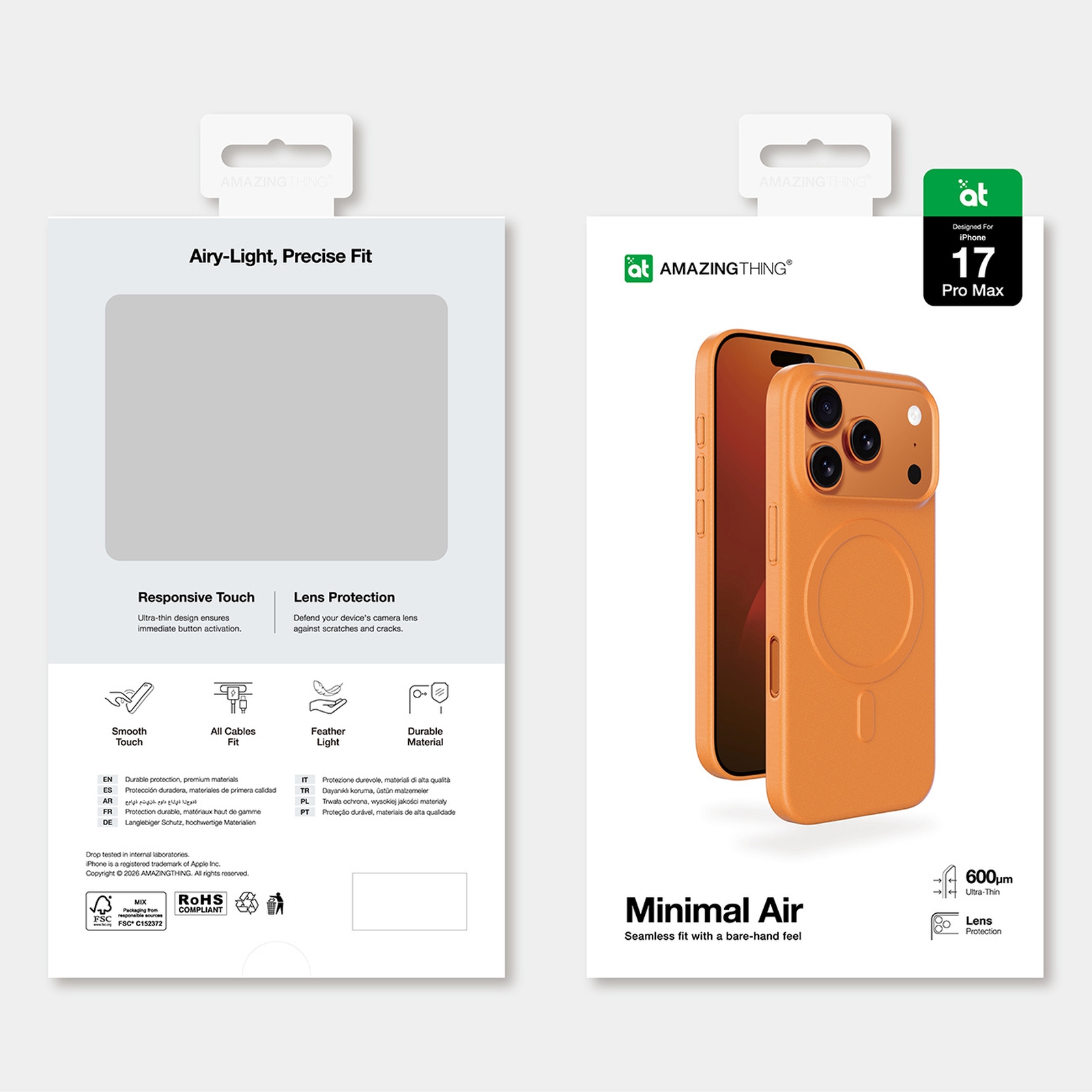 "iphone 17 Pro Max" Dėklas "minimal Air Case Magsafe" - Oranžinis
