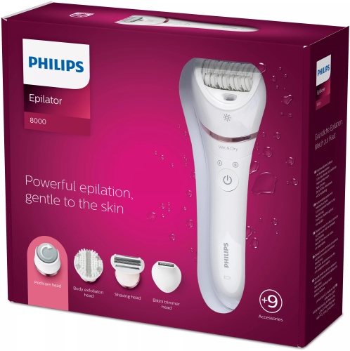 Philips 8000 Series BRE740/10 Epiliatorius, Balta