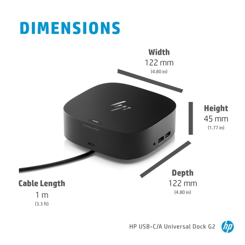 HP USB-C Dock G5 (26D32AA) (5TW10AA)Jungčių stotelė, Juoda