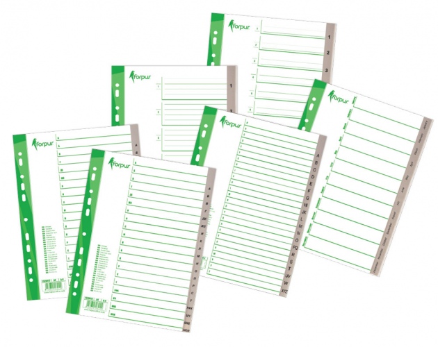 Skiriamieji lapai Forpus, A4, 1-12 skaičiai, plastikiniai