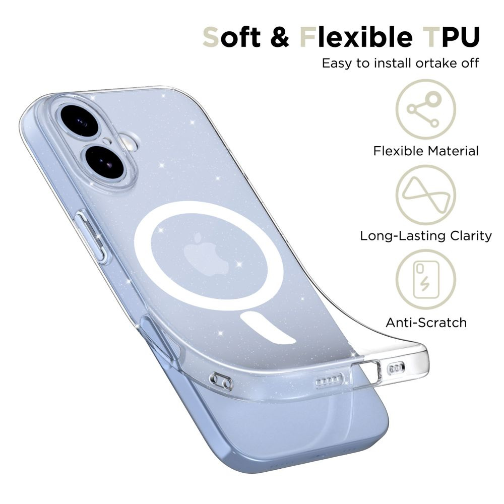 Apsauginis Dėklas "iphone 17 Flexair Magsafe" - Skaidrus Brokatas