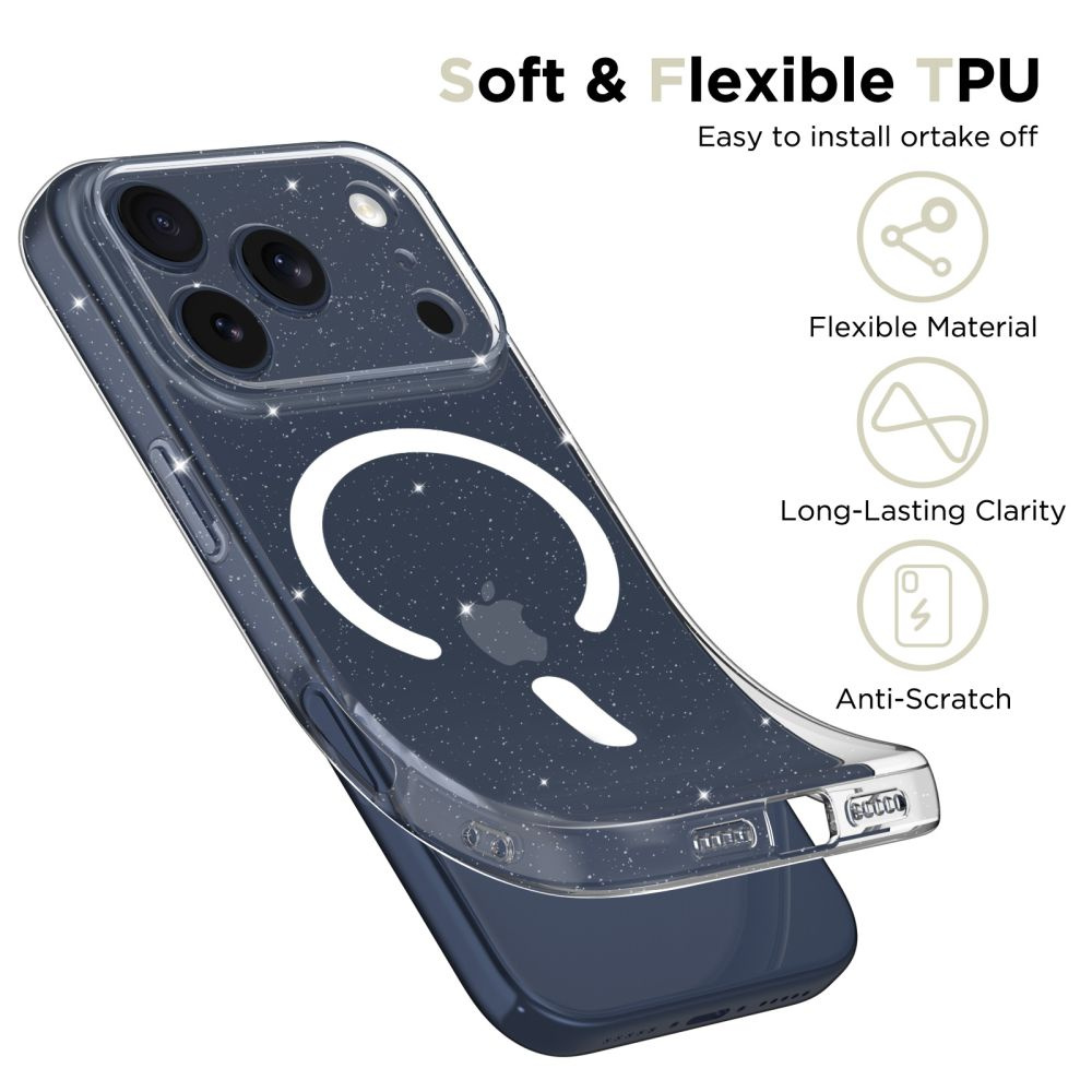 Apsauginis Dėklas "iphone 17 Pro Max Flexair Magsafe" - Skaidrus Brokatas