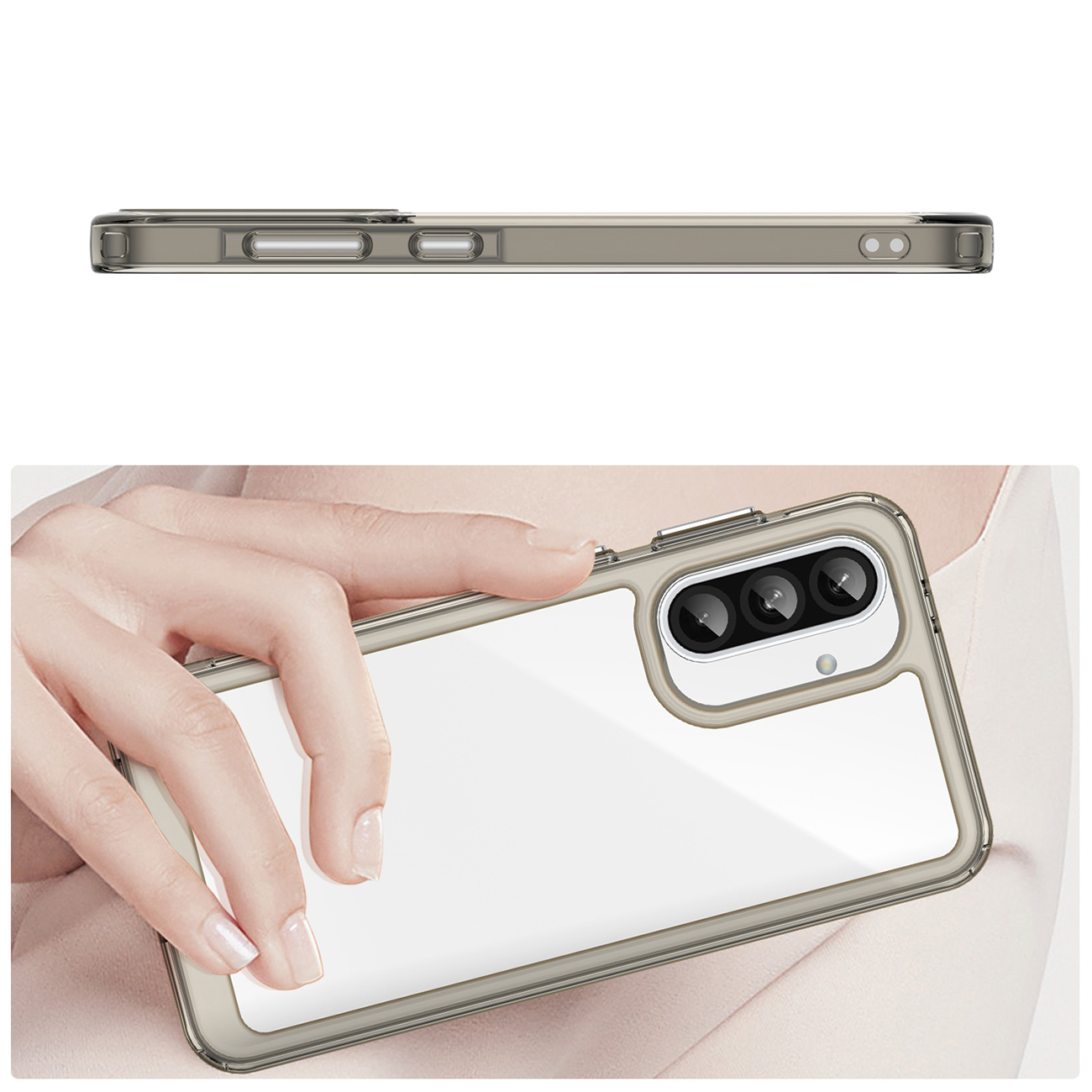 Dėklas Su Lanksčiu Rėmeliu, Skirtas "samsung Galaxy A26", "outer Space Case" - Skaidrus, Juodas
