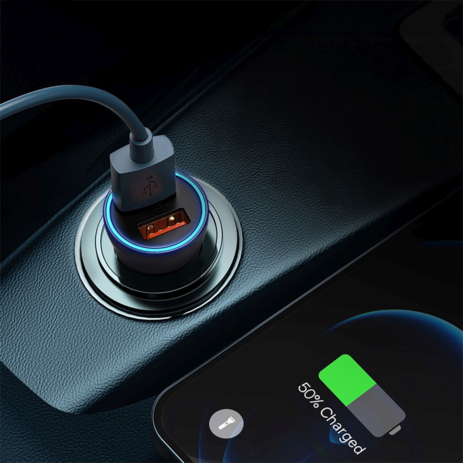 Automobilinis įkroviklis 2x Usb-a 60w - Tamsiai Pilkas