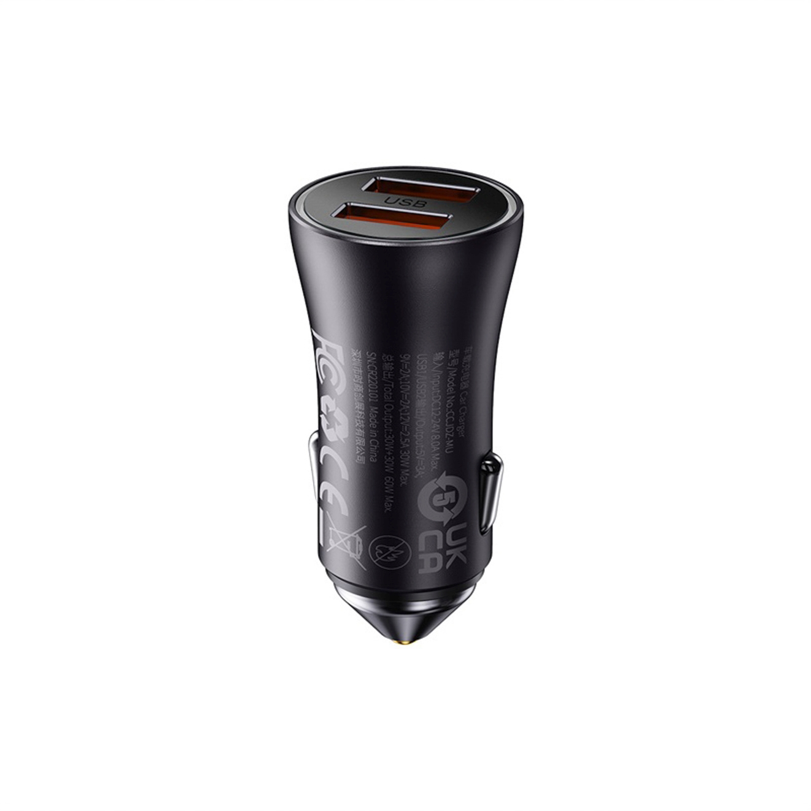 Automobilinis įkroviklis 2x Usb-a 60w - Tamsiai Pilkas