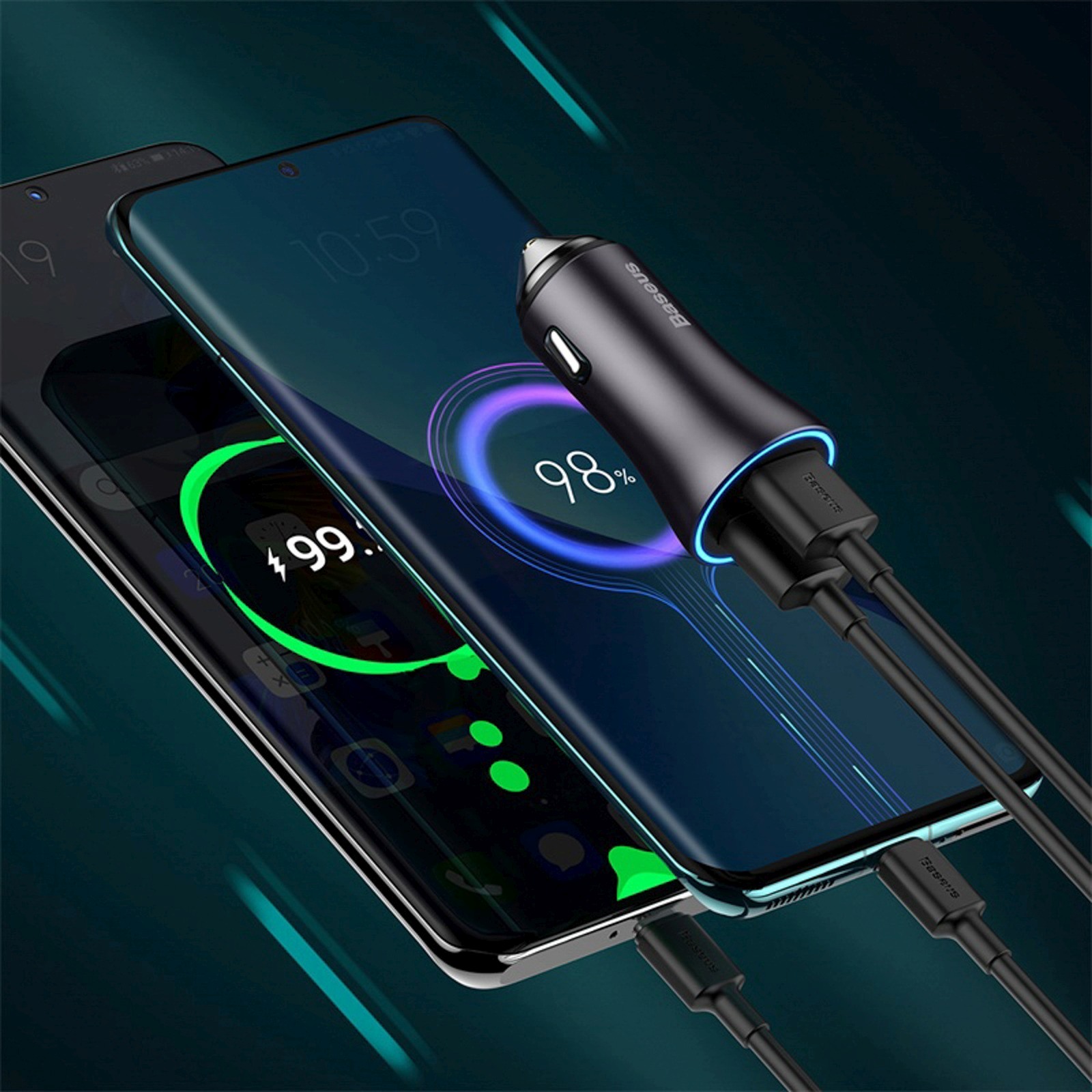 Automobilinis įkroviklis 2x Usb-a 60w - Tamsiai Pilkas