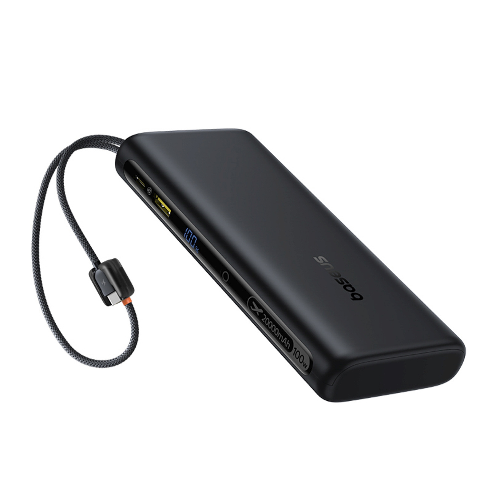 Powerbank 20000 Mah 100 W Su Ekranu Ir Integruotu Usb-c Kabeliu - Juodas