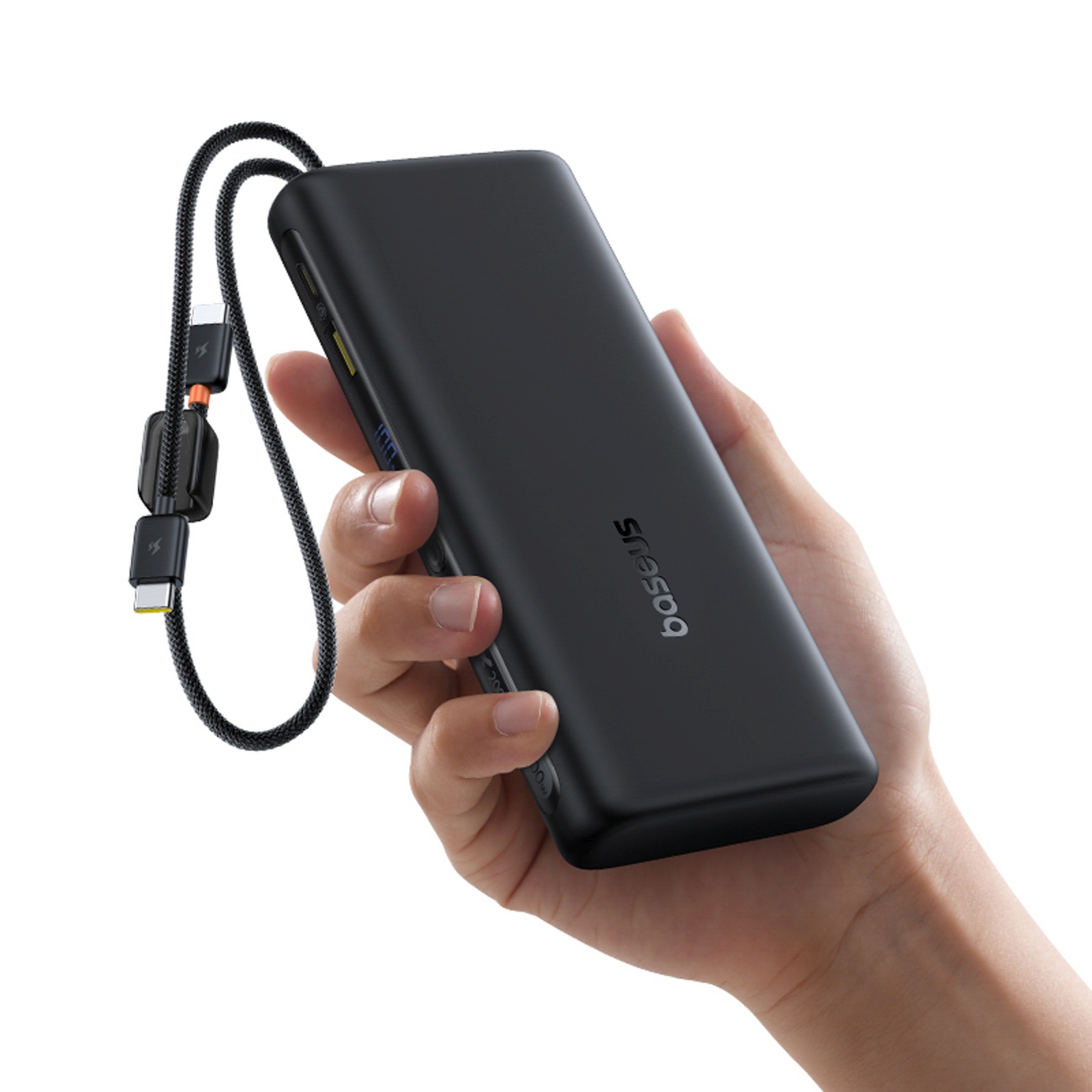 Powerbank 20000 Mah 100 W Su Ekranu Ir Integruotu Usb-c Kabeliu - Juodas
