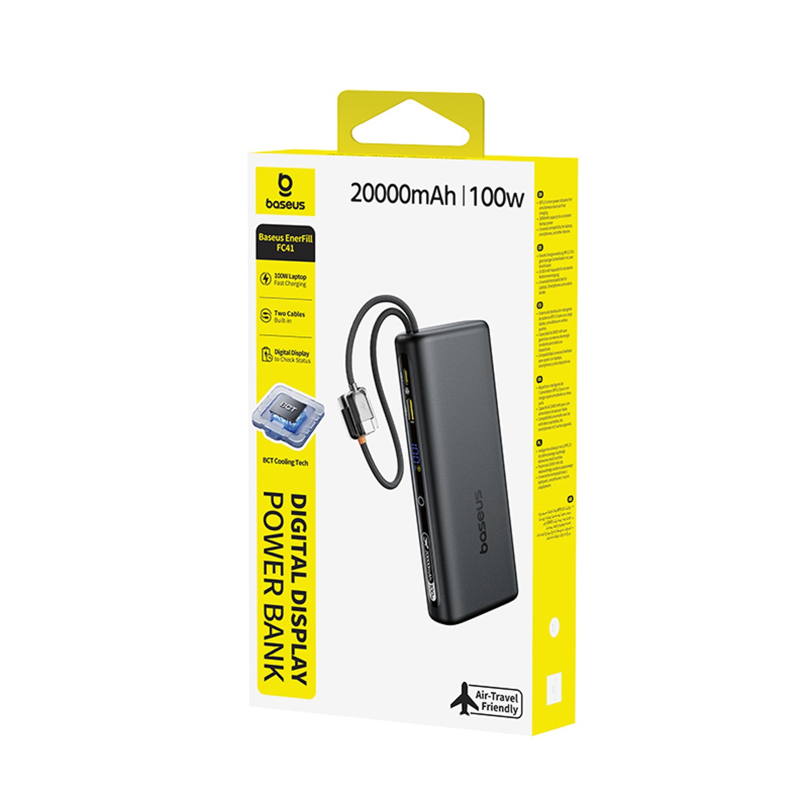 Powerbank 20000 Mah 100 W Su Ekranu Ir Integruotu Usb-c Kabeliu - Juodas