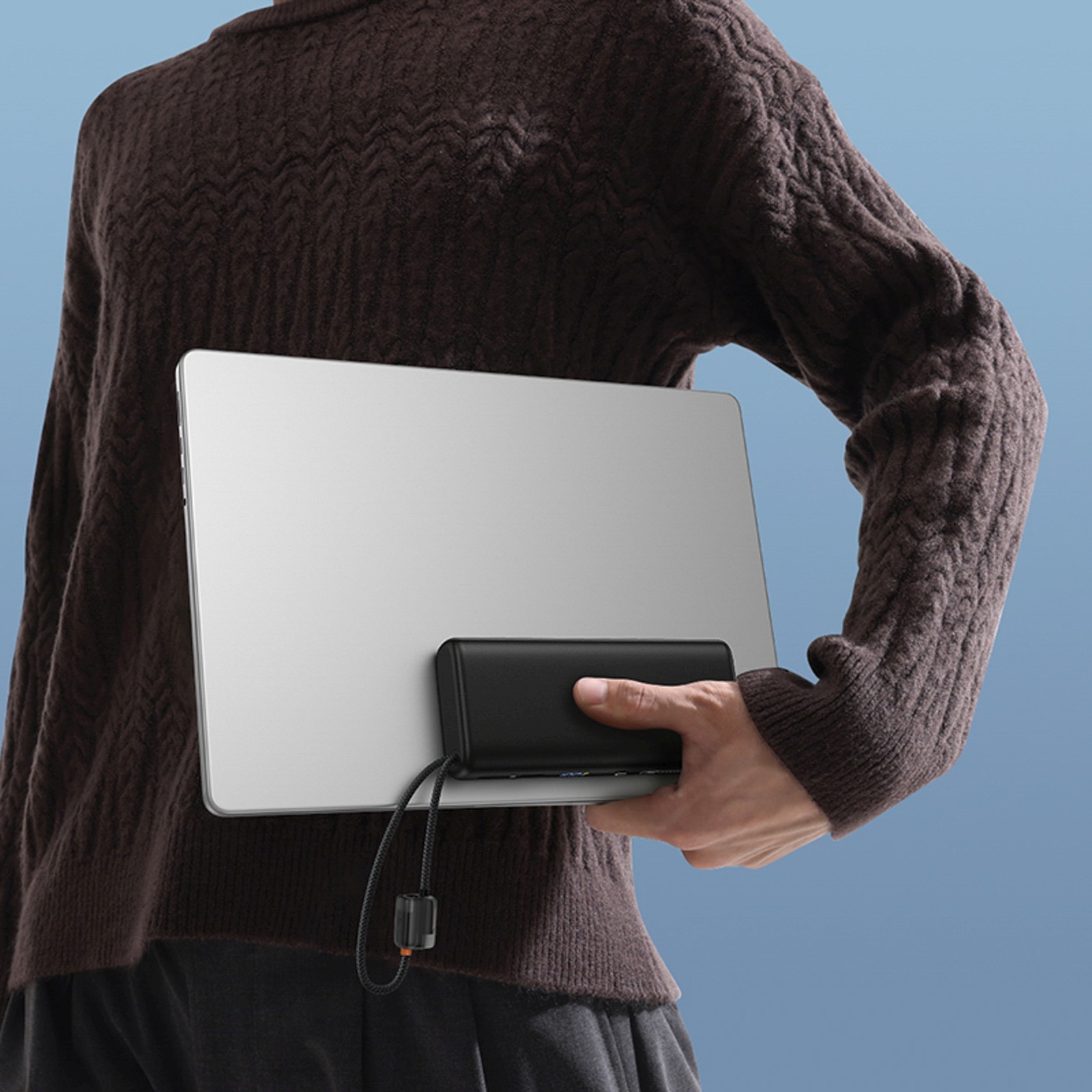 Powerbank 20000 Mah 100 W Su Ekranu Ir Integruotu Usb-c Kabeliu - Juodas