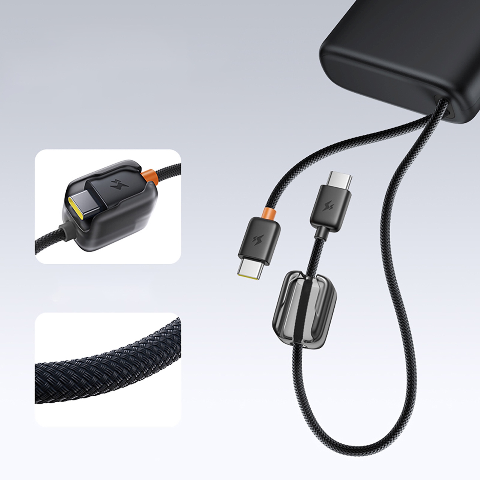 25000 Mah 145w Maitinimo Bankas Su Ekranu Ir Integruotu Usb-c Kabeliu - Juodas