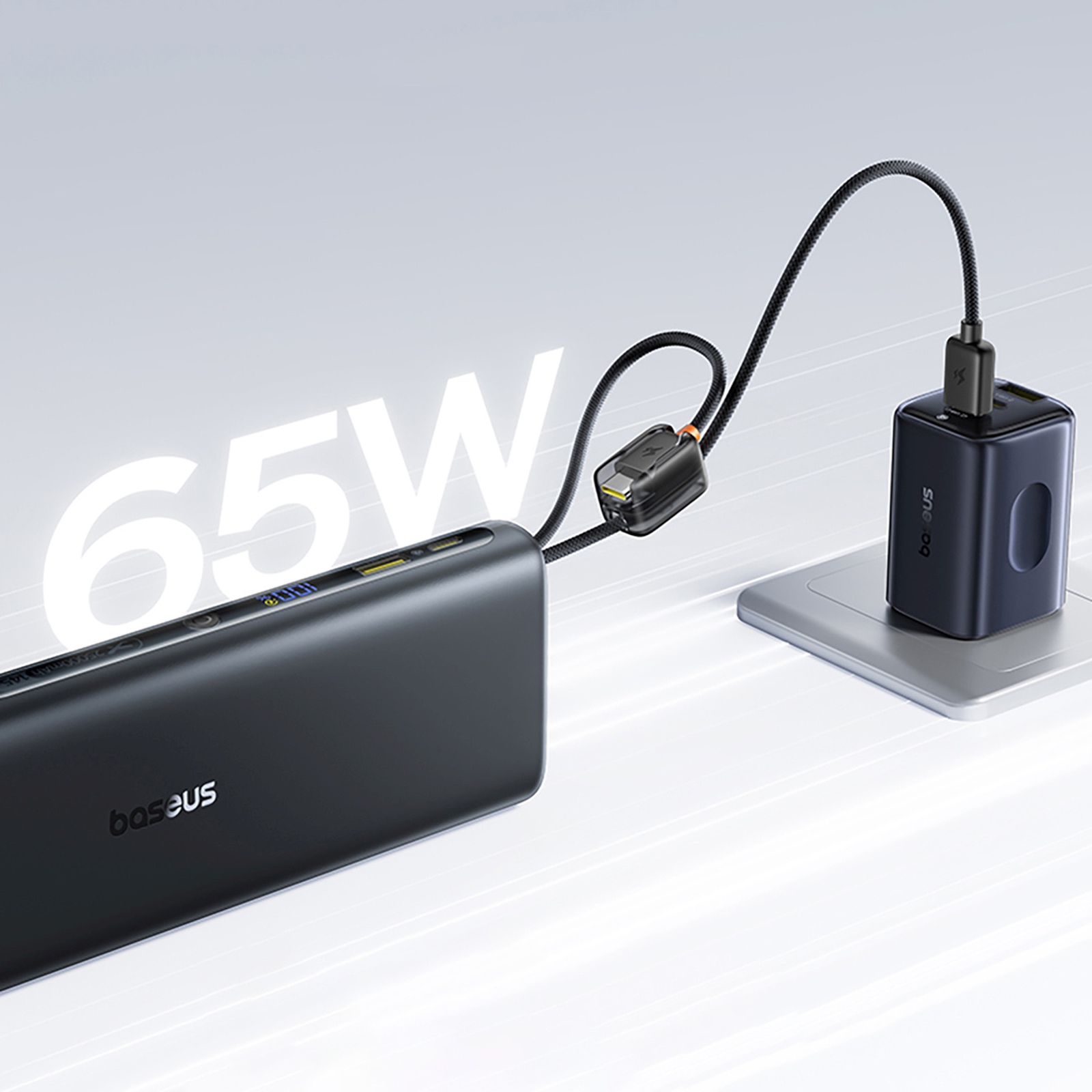 25000 Mah 145w Maitinimo Bankas Su Ekranu Ir Integruotu Usb-c Kabeliu - Juodas