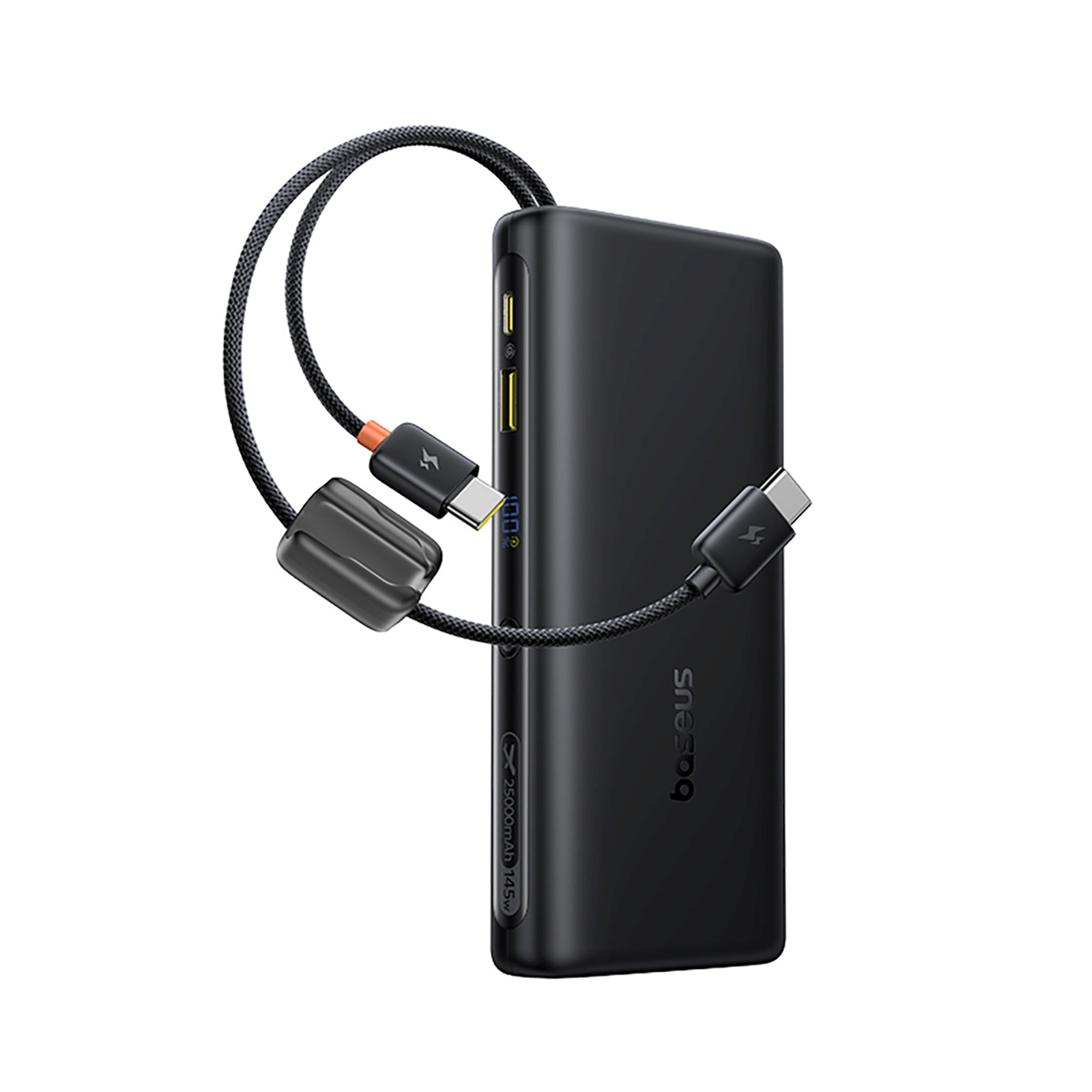 25000 Mah 145w Maitinimo Bankas Su Ekranu Ir Integruotu Usb-c Kabeliu - Juodas