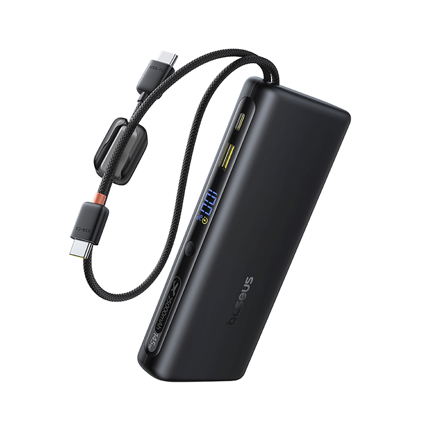 25000 Mah 145w Maitinimo Bankas Su Ekranu Ir Integruotu Usb-c Kabeliu - Juodas