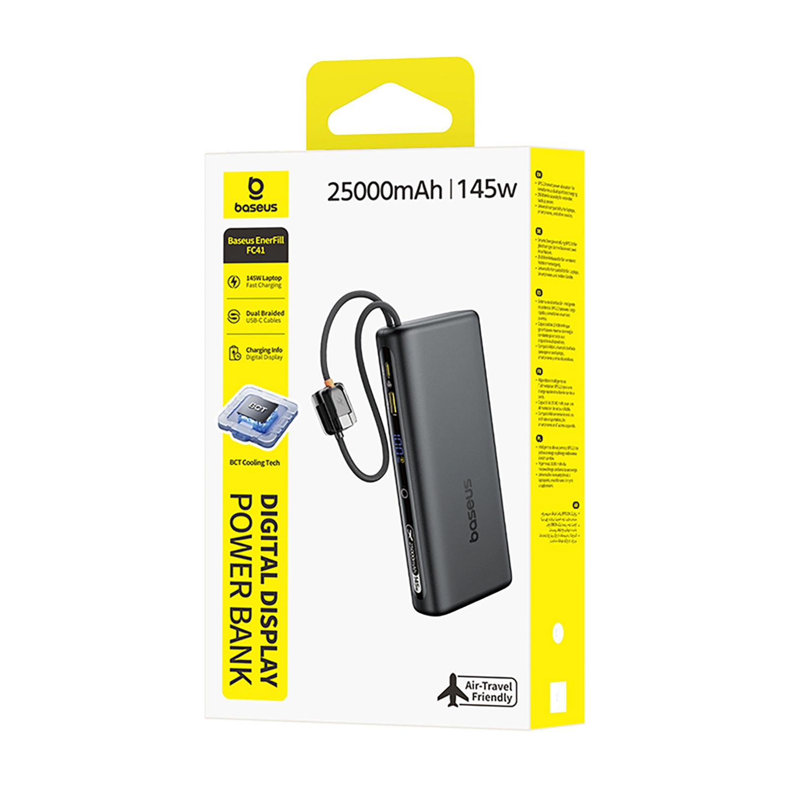 25000 Mah 145w Maitinimo Bankas Su Ekranu Ir Integruotu Usb-c Kabeliu - Juodas