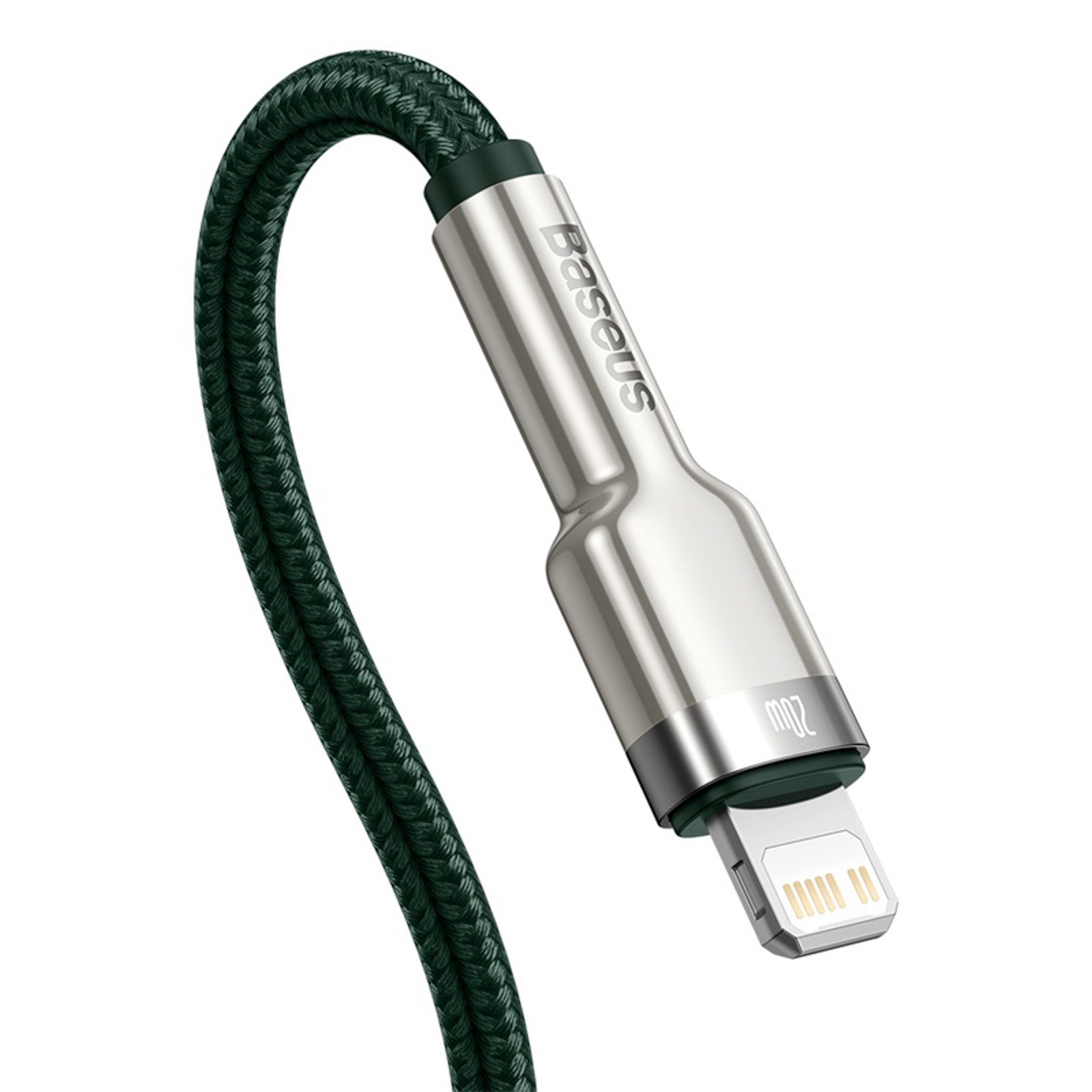 Usb-c - "iphone Lightning" Kabelis Su Metaliniais Galais "cafule Pd 20w 2 M" - žalias