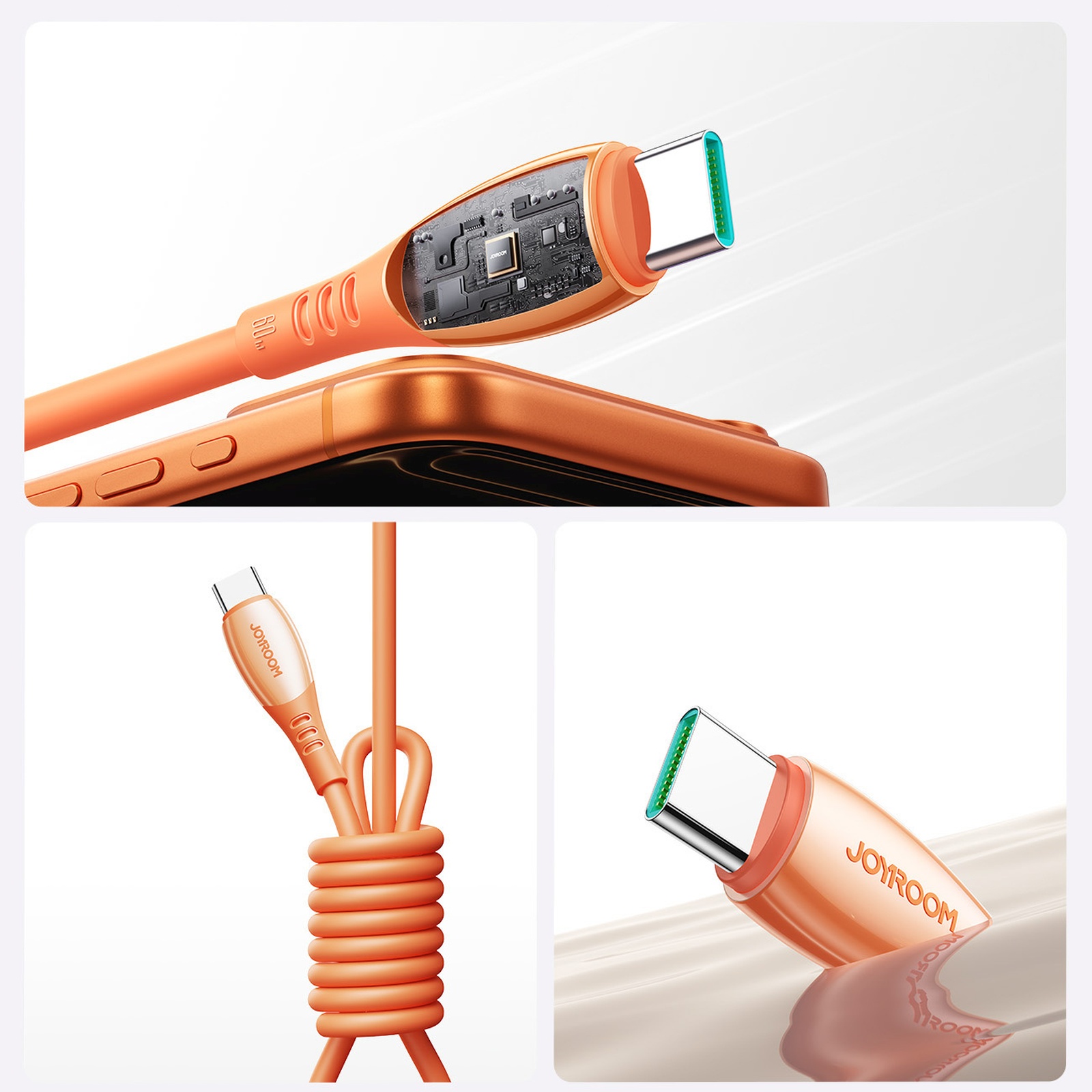 Usb-c Kabelis "vibrant Series" 60w 1,2 M - Oranžinis