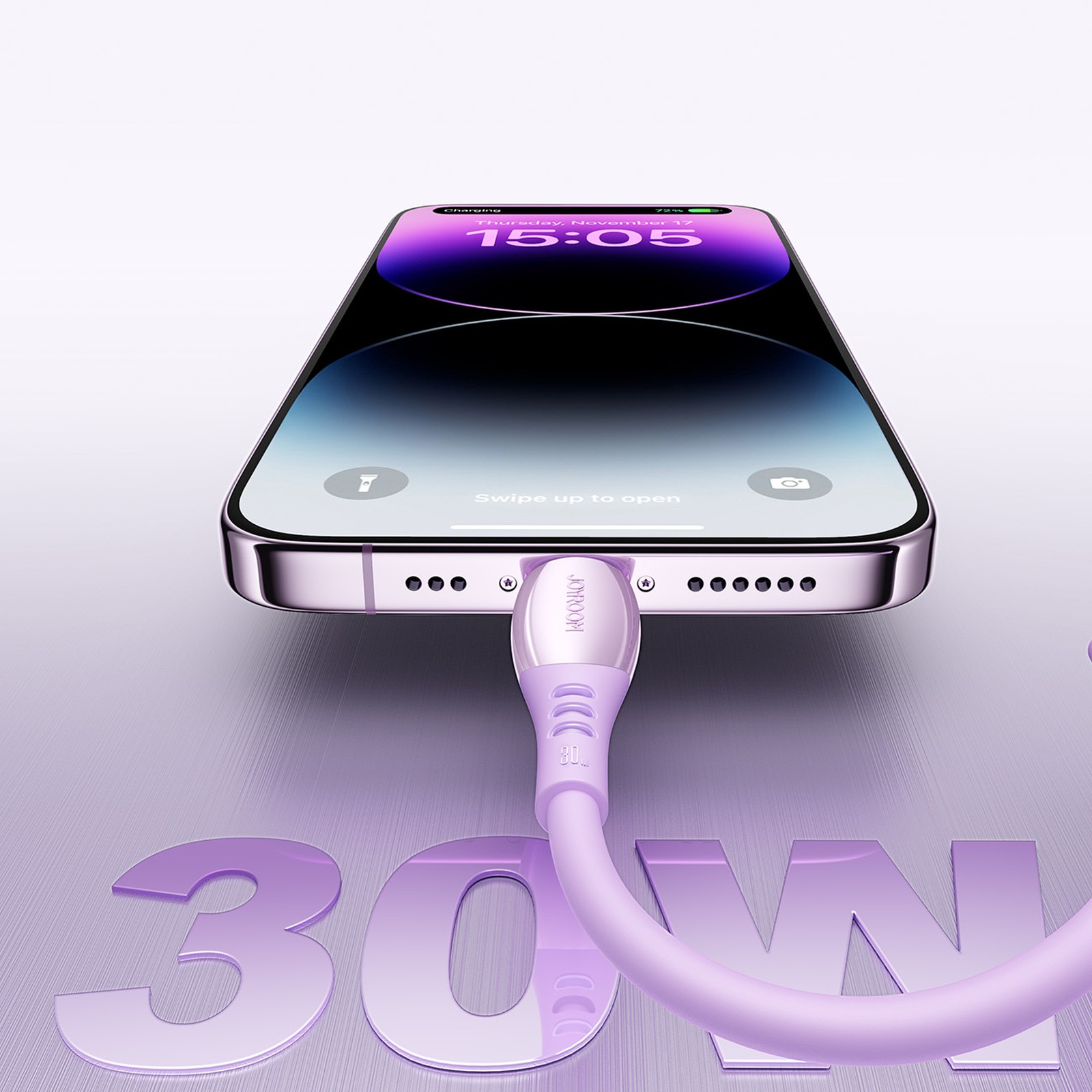 Kabelis Usb-c - "iphone Lightning Vibrant Series" 30w 1,2 M - Violetinės Spalvos