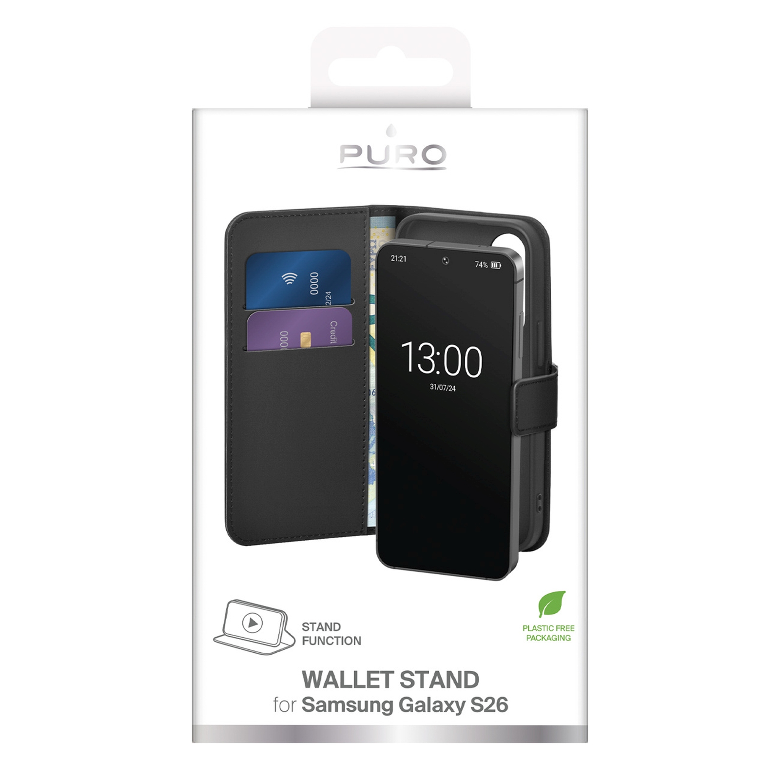Dėklas "samsung Galaxy S26" Su Pinigine "eco-leather" Dėklas - Juodas