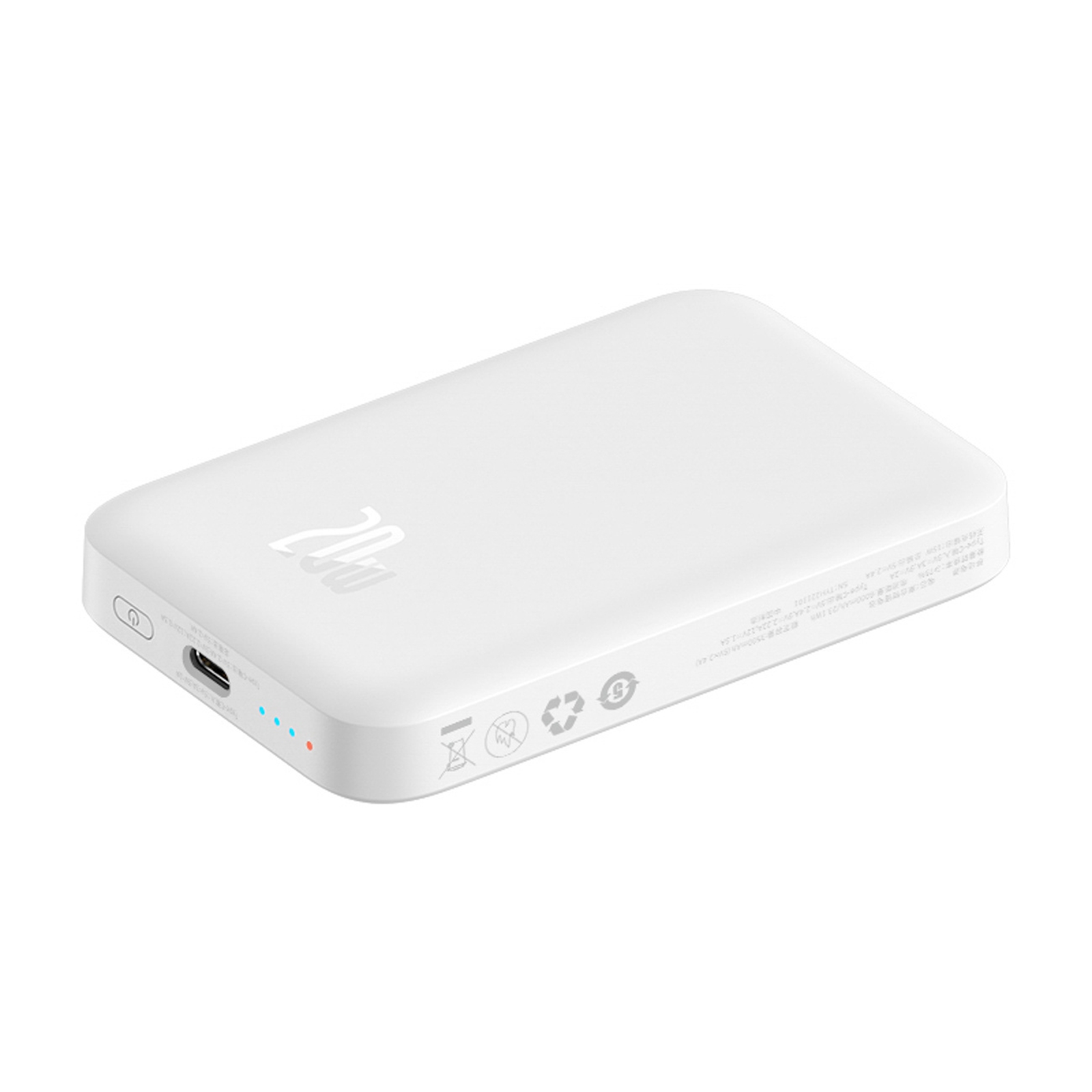 "powerbank" Magnetinis 6000 Mah 20w "airpow" Su Laidu "baseus Simple Usb-c" - Usb-c 30 Cm - Baltas