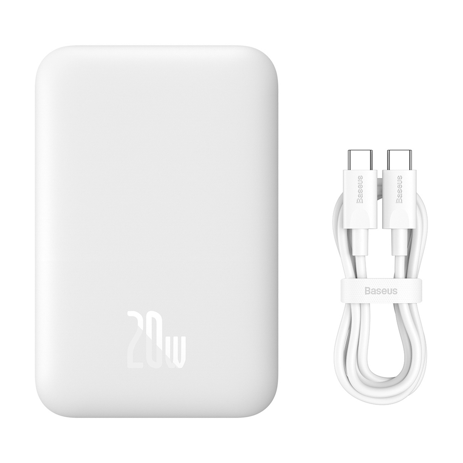 "powerbank" Magnetinis 6000 Mah 20w "airpow" Su Laidu "baseus Simple Usb-c" - Usb-c 30 Cm - Baltas