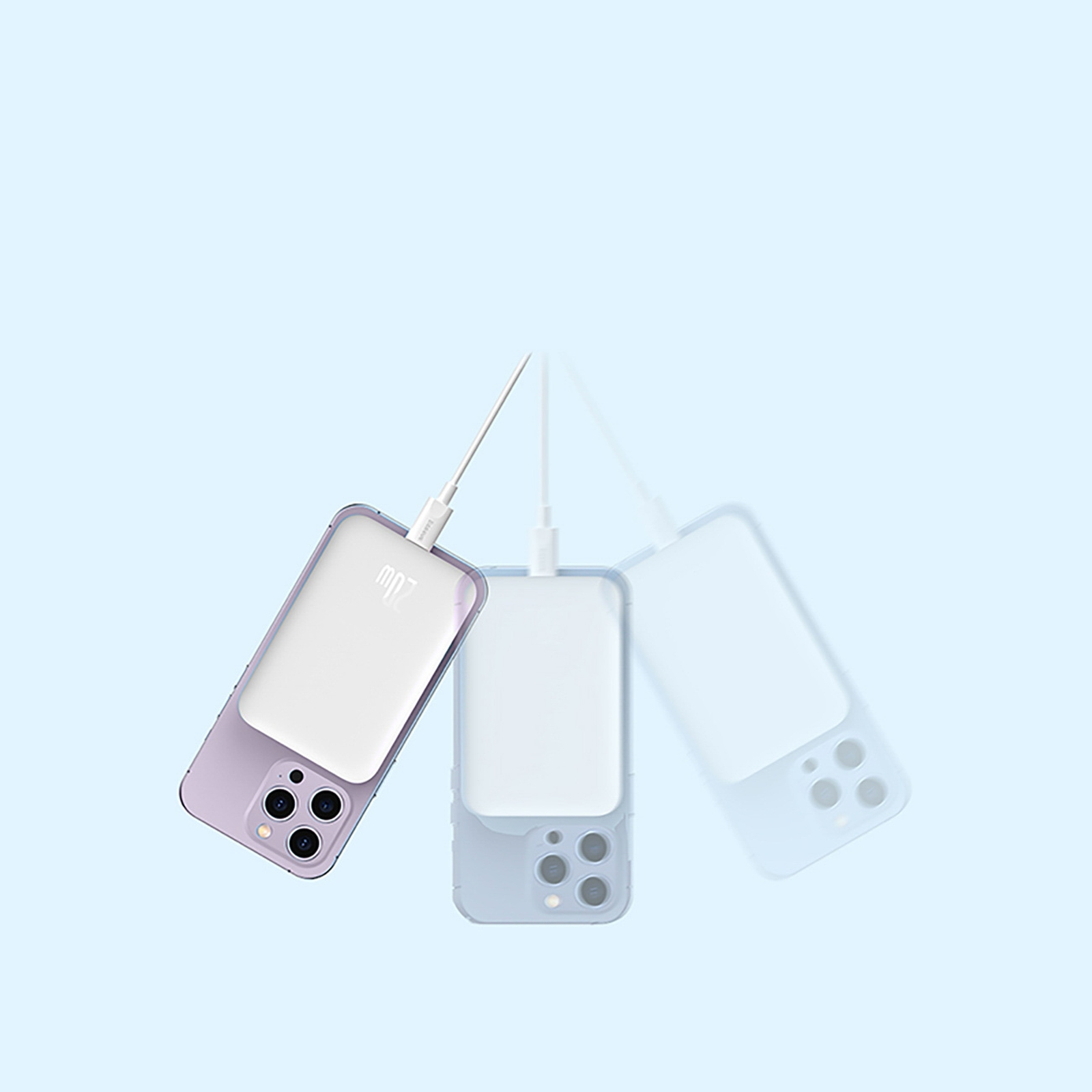 "powerbank" Magnetinis 6000 Mah 20w "airpow" Su Laidu "baseus Simple Usb-c" - Usb-c 30 Cm - Baltas
