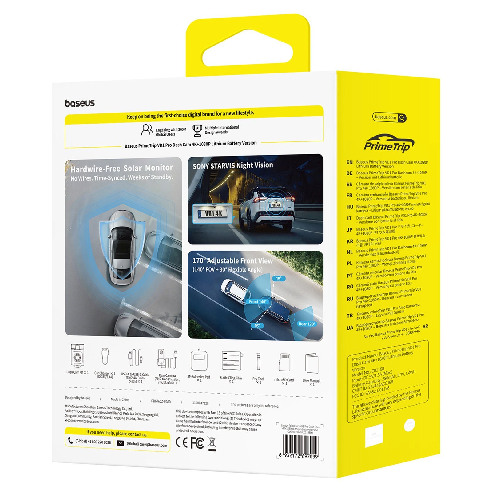 Automobilinė Vaizdo Kamera Su Akumuliatoriumi 4k 1080p Wifi Gps - Juoda