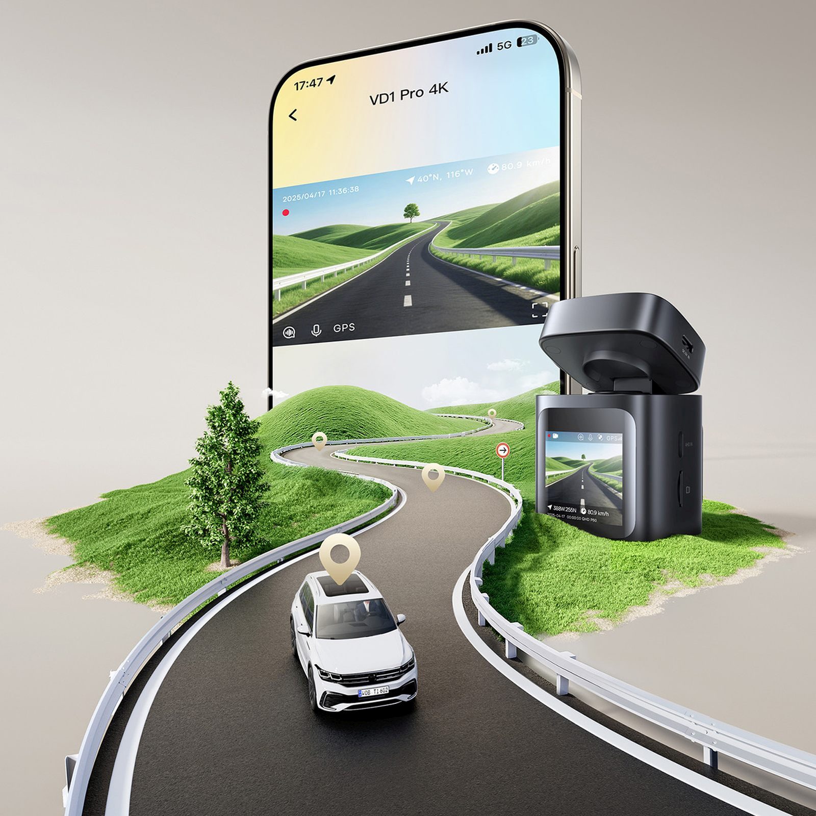 Automobilinė Vaizdo Kamera Su Akumuliatoriumi 4k 1080p Wifi Gps - Juoda