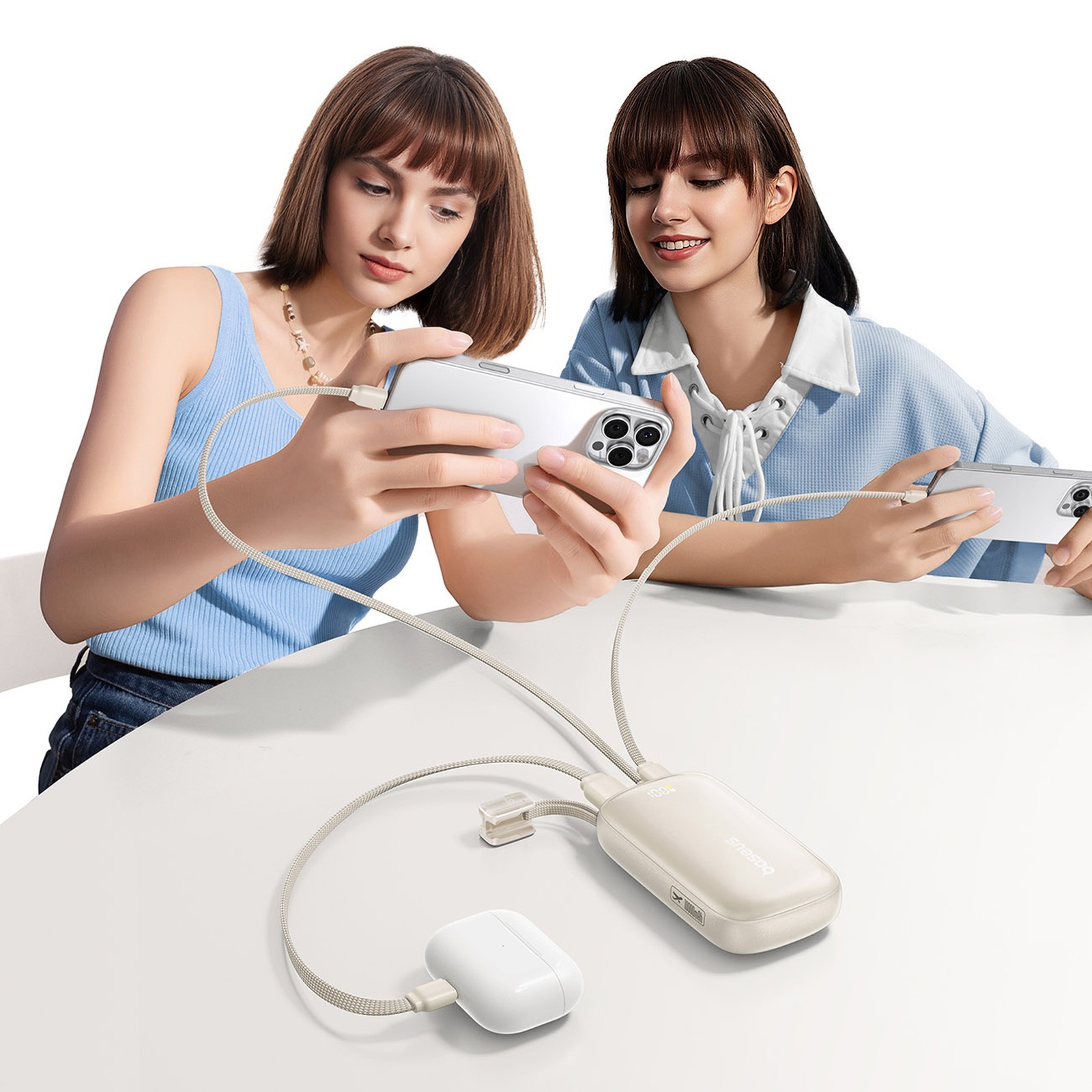 "powerbank" 10000 Mah 45w Fc21 Qpow 3 Ultra Su Ekrano Kabeliu Usb-c Iphone Lightning - Titano Spalvos