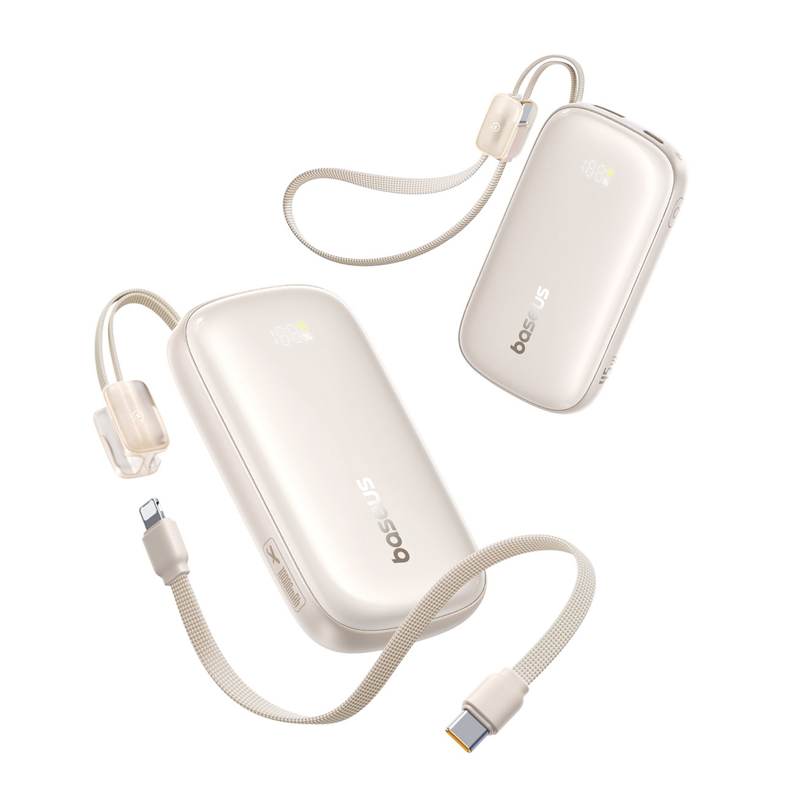 "powerbank" 10000 Mah 45w Fc21 Qpow 3 Ultra Su Ekrano Kabeliu Usb-c Iphone Lightning - Titano Spalvos