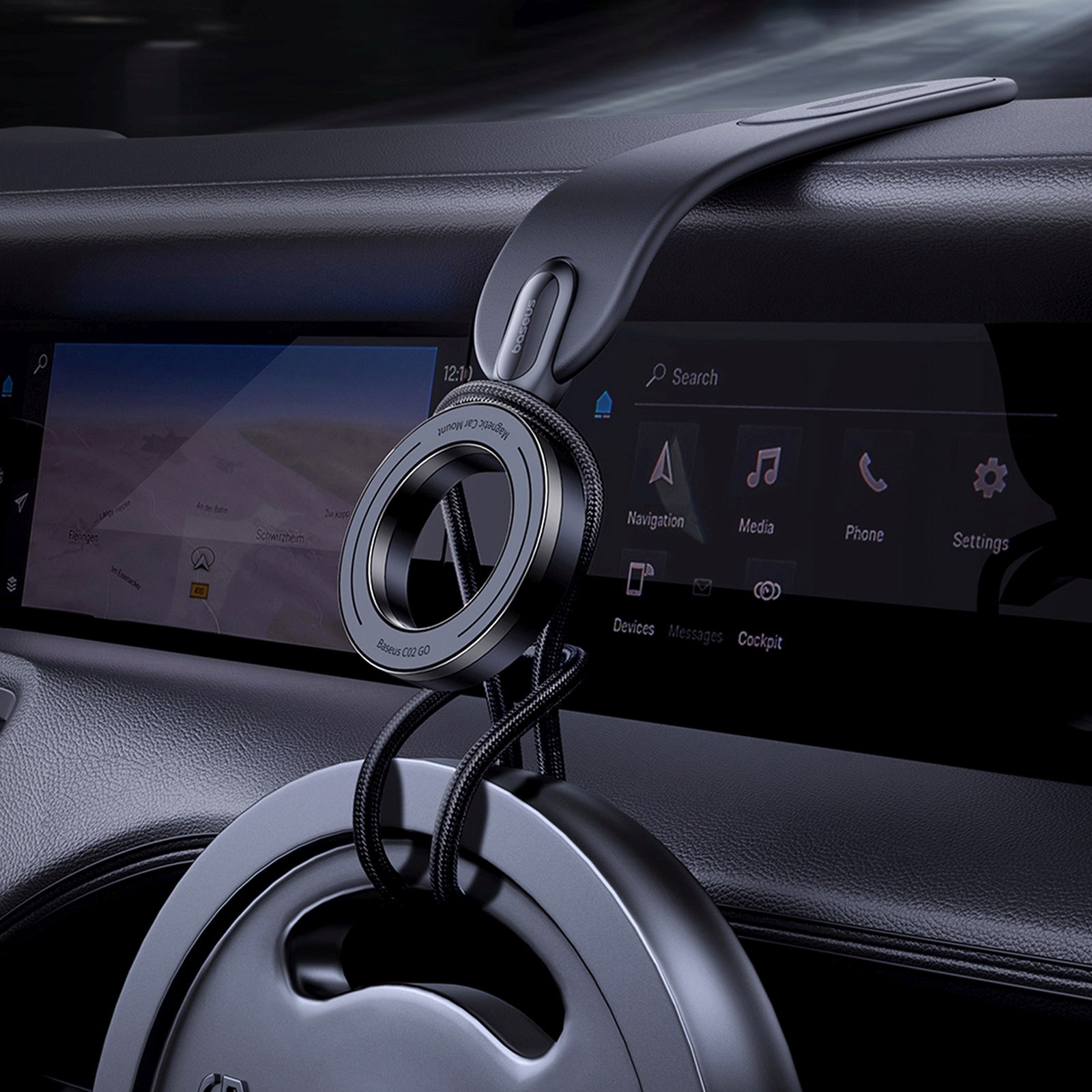 Magnetinis Išmaniojo Telefono Laikiklis Automobilyje Ant Prietaisų Skydelio "magsafe" - Juodas